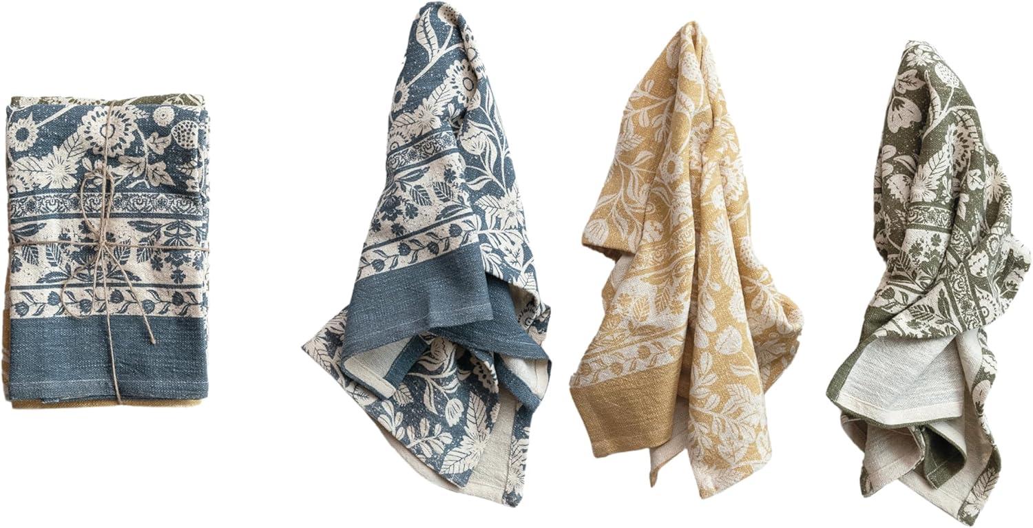 Creative Co-Op Blossom Cotton Tea Towel, Multicolor, Set of 3
