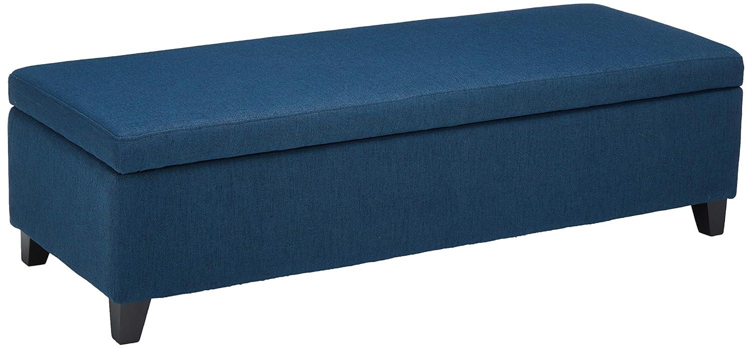Christopher Knight Home York Storage Ottoman Navy Blue: Upholstered, Wood Frame, No Assembly Required