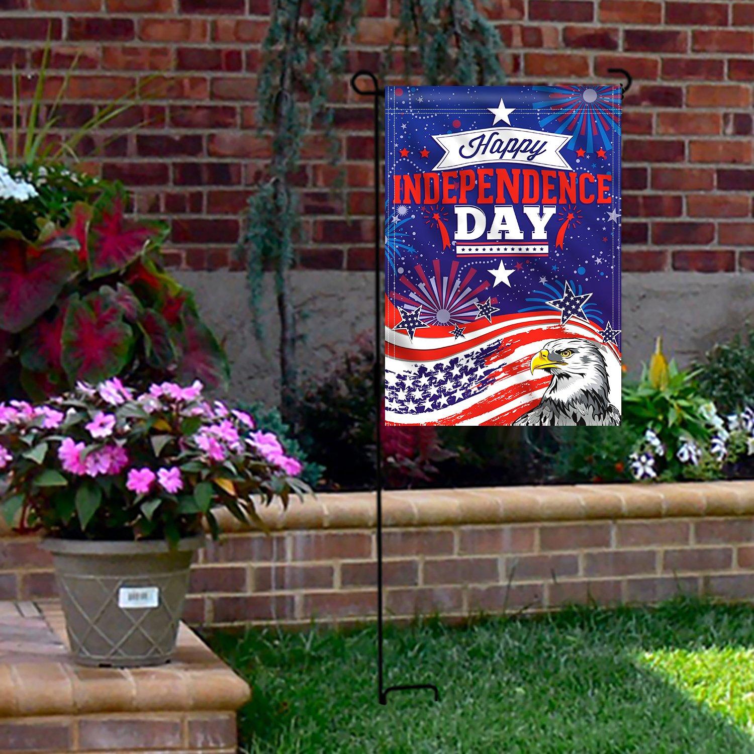 ANLEY Double Sided Premium Garden Flag, July 4th Independence Day USA American Memorial Garden Flags - 18 x 12.5 Inch