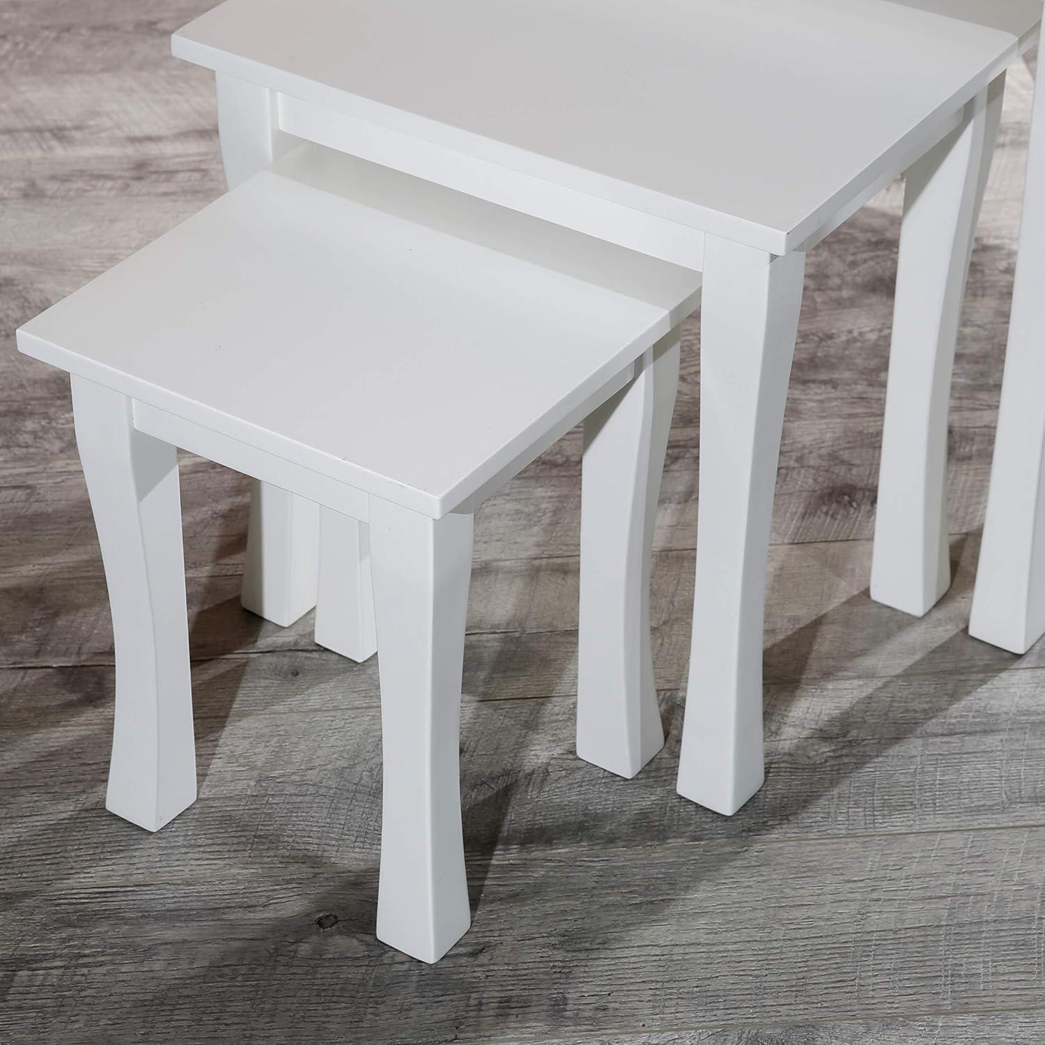 Aspen White 3-Piece Modern Nesting Table Set with Birchwood Veneer