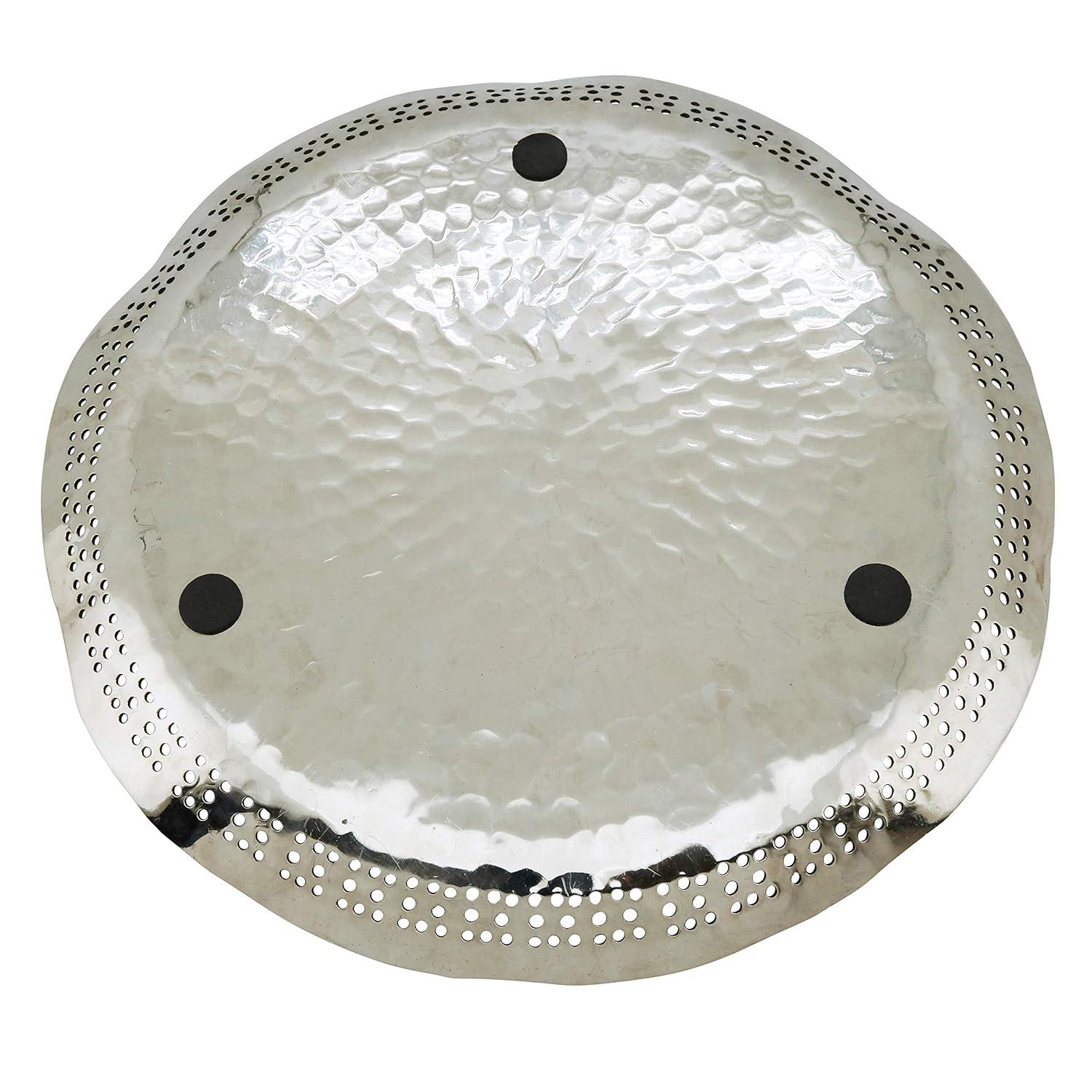 Saro Lifestyle Hole Punched Metal Charger Plates (Set of 4), Silver, 14" Round