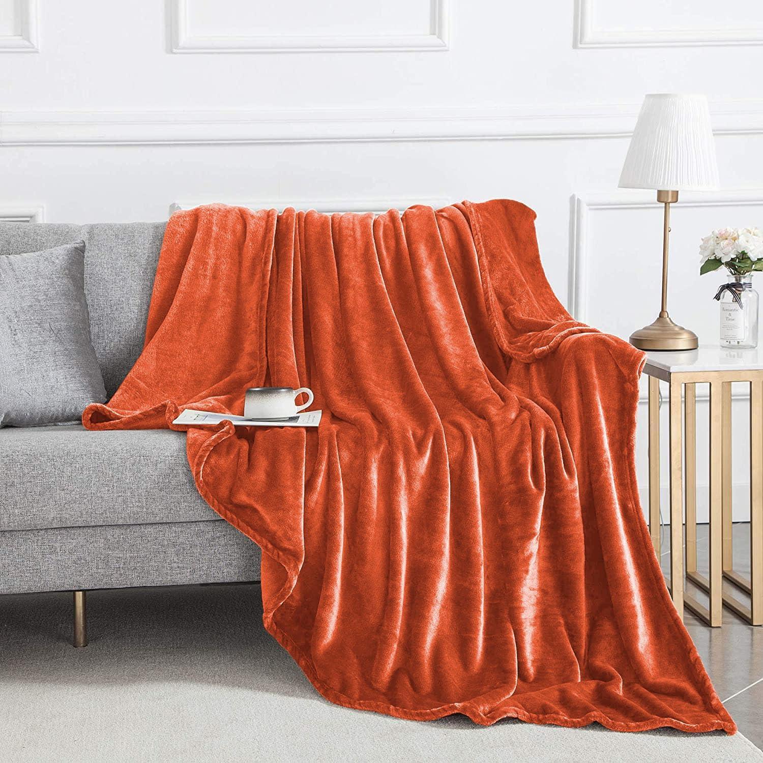 Coffee Brown Reversible Fleece Throw Blanket