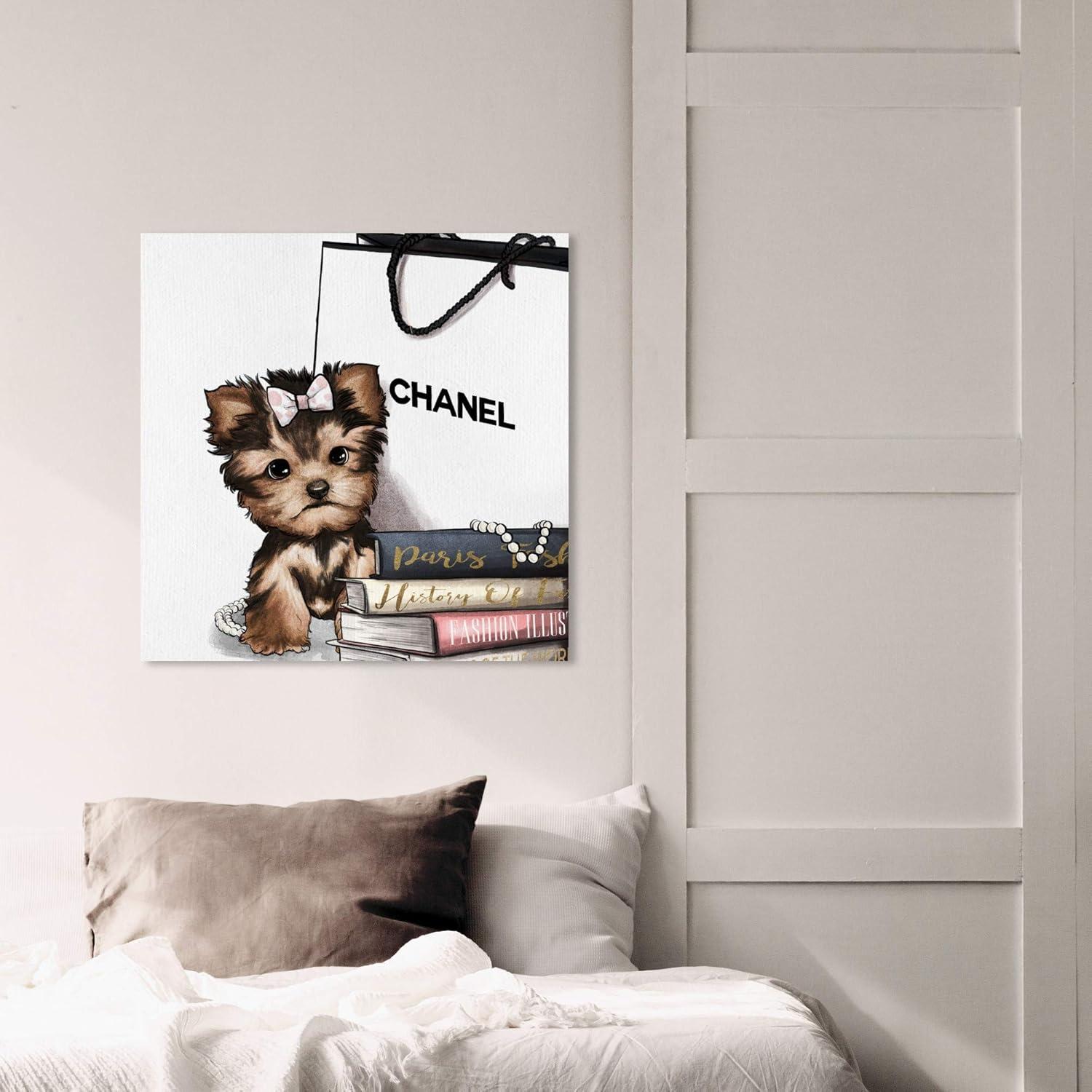 The Oliver Gal Artist Co. Animals Wall Art Canvas Prints 'Fashion Book Yorkie Glam Custom' Home Décor, 24 in x 24