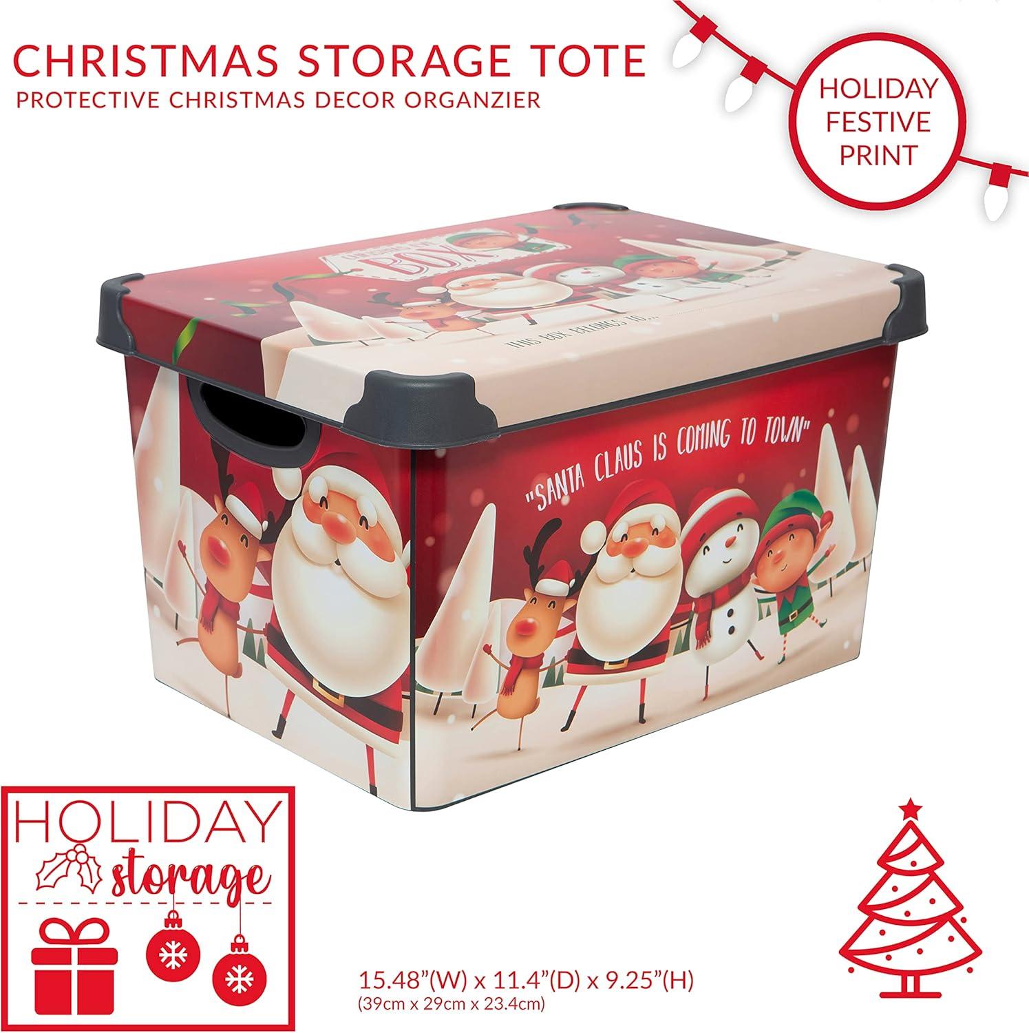 Simplify Santa Clause is Coming to Town Design Plastic Storage Tote