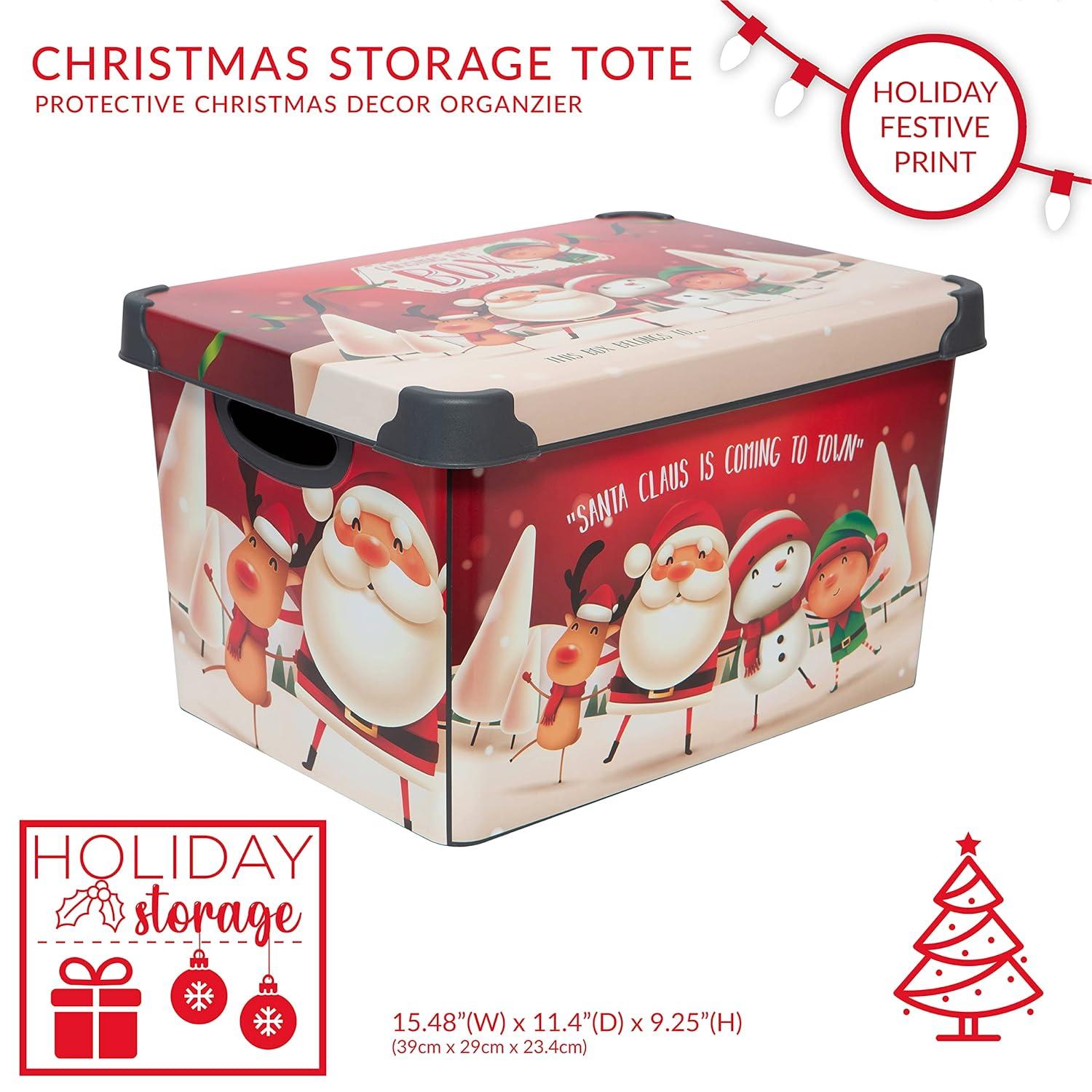 Simplify Santa Clause is Coming to Town Design Plastic Storage Tote
