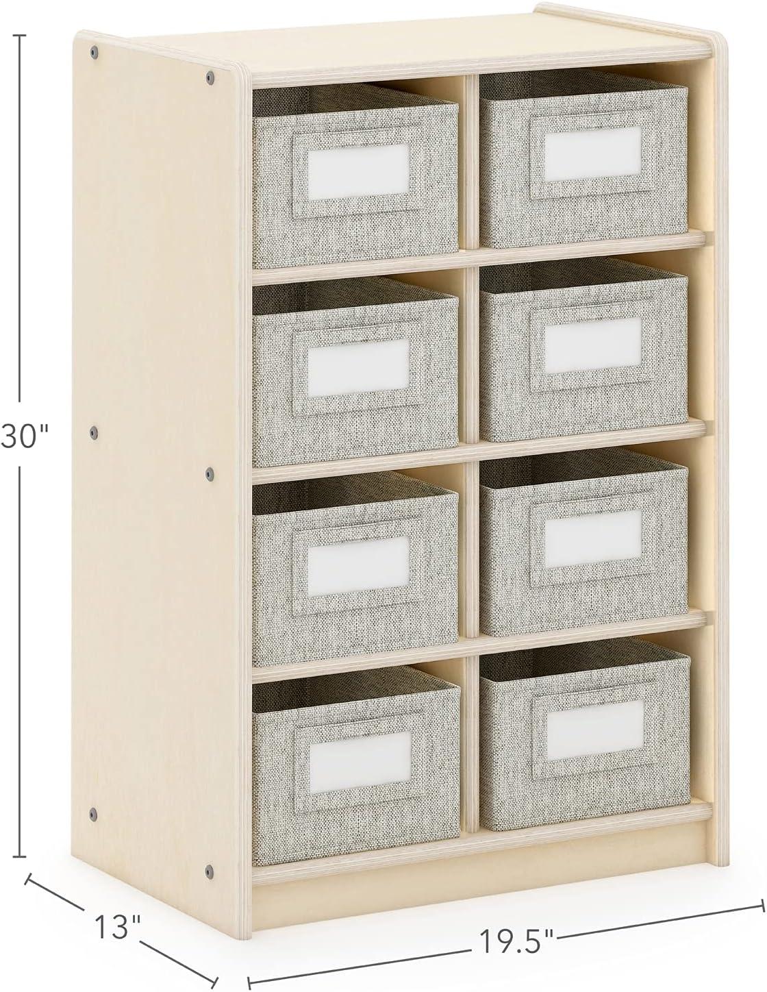 Guidecraft EdQ 8 Cubby Bin Storage Organizer 30": Kids' Wooden Cube Bookshelf, Classroom Storage Shelf with Compartments and Bins