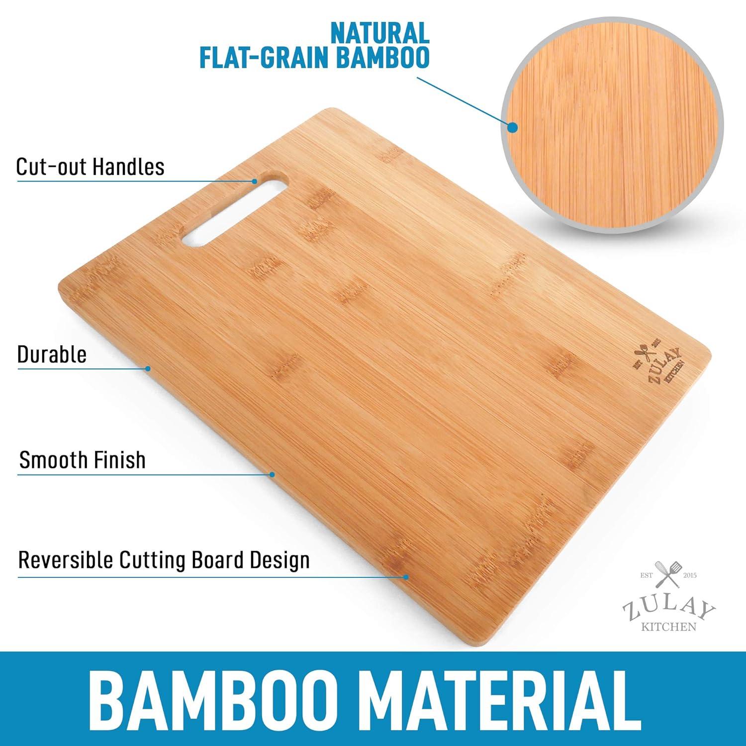 Zulay Kitchen (3-Piece) Bamboo Wooden Cutting Boards For Kitchen - Premium 3 Assorted Sizes (9.5"x13", 8.5"x11", and 6"x8")