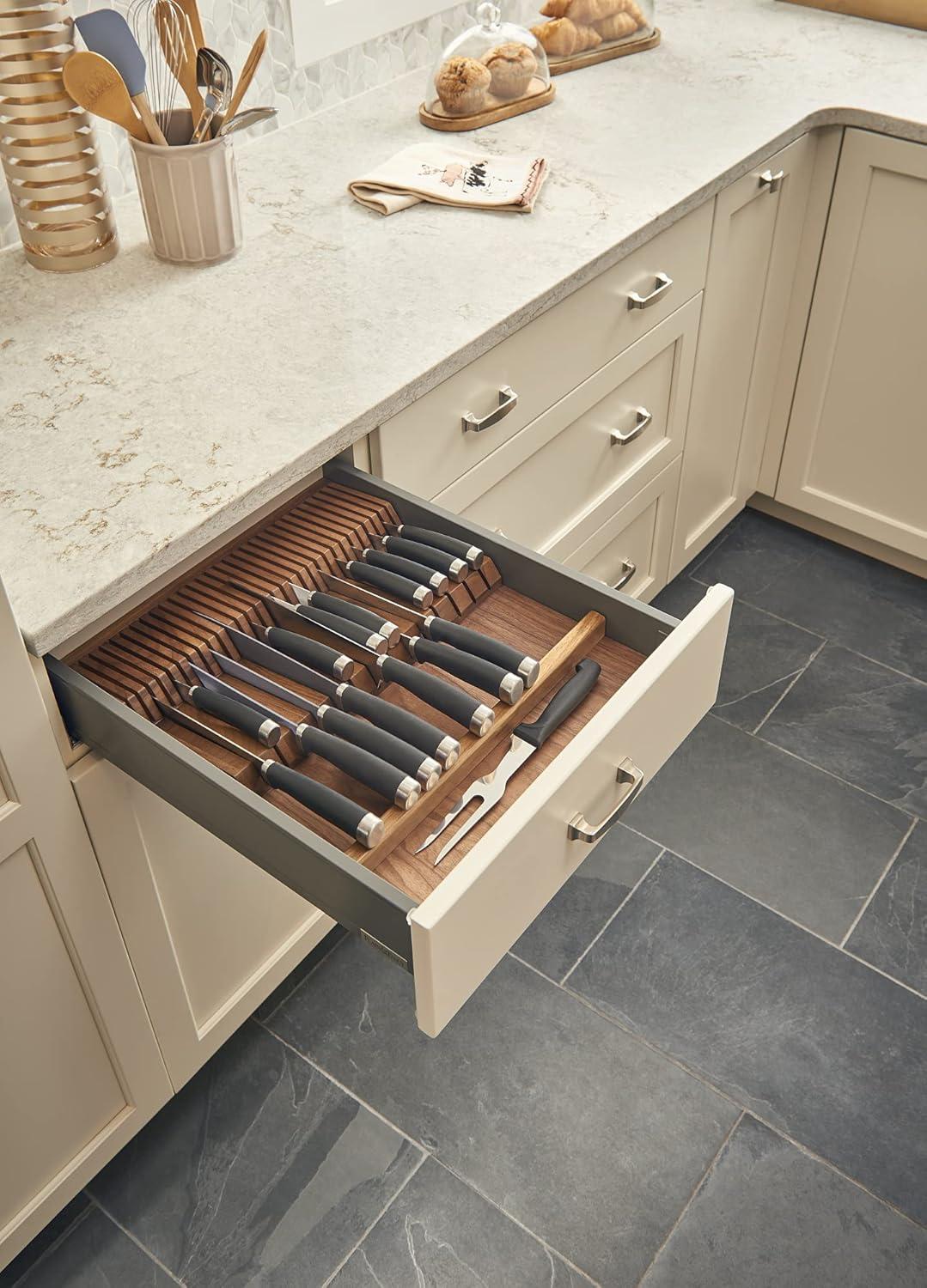 Rev-A-Shelf Rev-A-Shelf Walnut Trim To Fit Knife Block Drawer Insert Organizer
