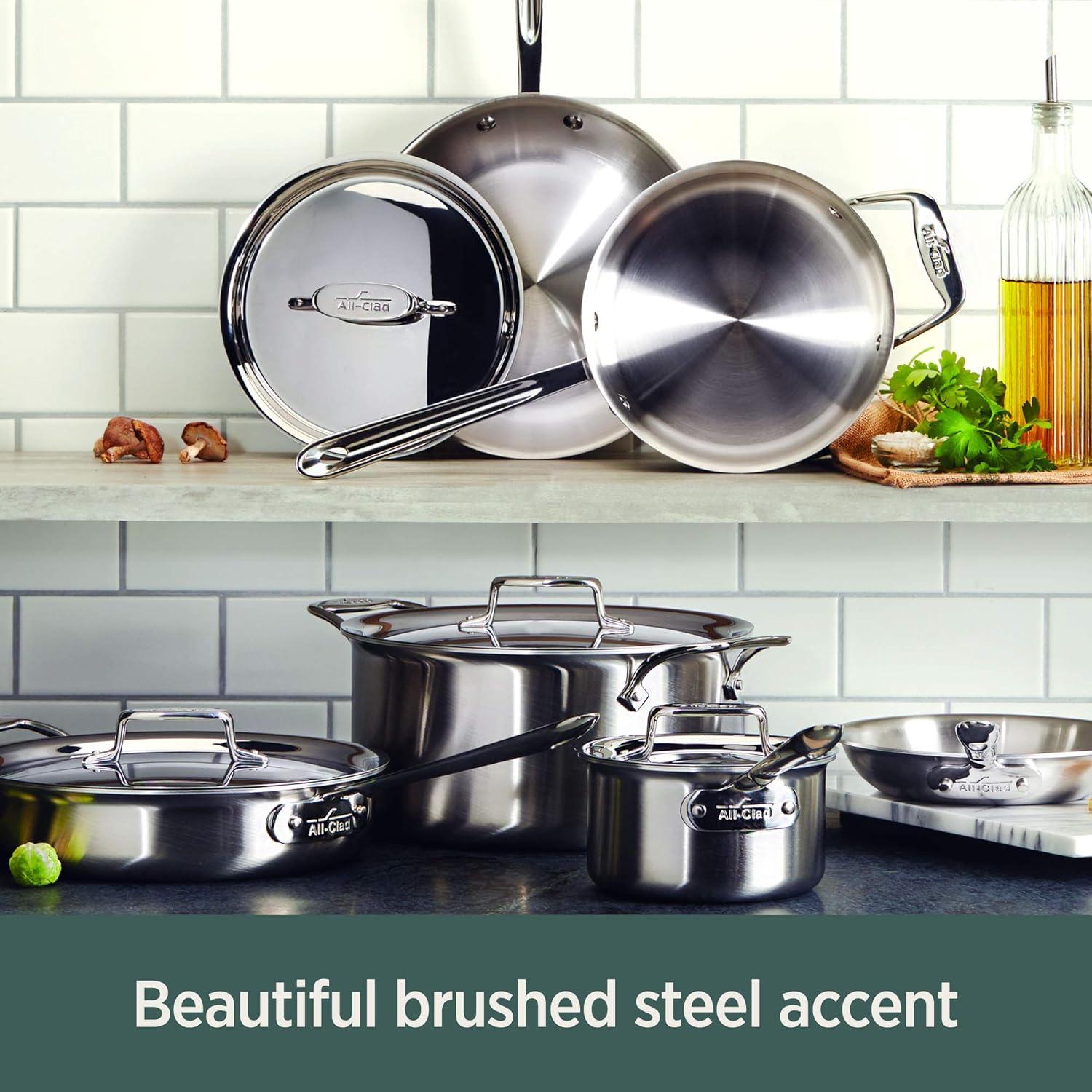 10-Piece Silver Stainless Steel Non-Stick Cookware Set