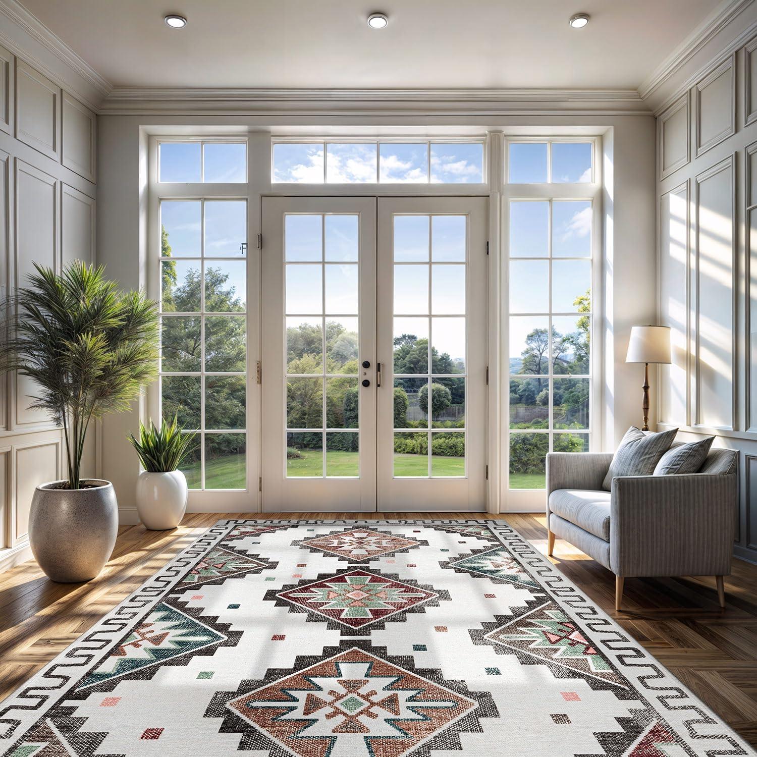 CAMILSON Oriental Retro Persian Traditional Vintage Distressed Non-Shedding Indoor Area Rug(4006-Beige 8x10)