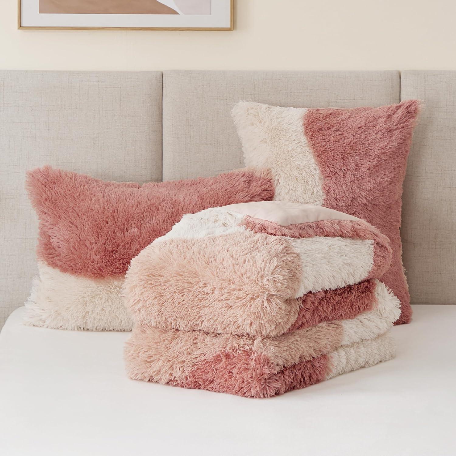 Ombre Shaggy Faux Fur Comforter Set