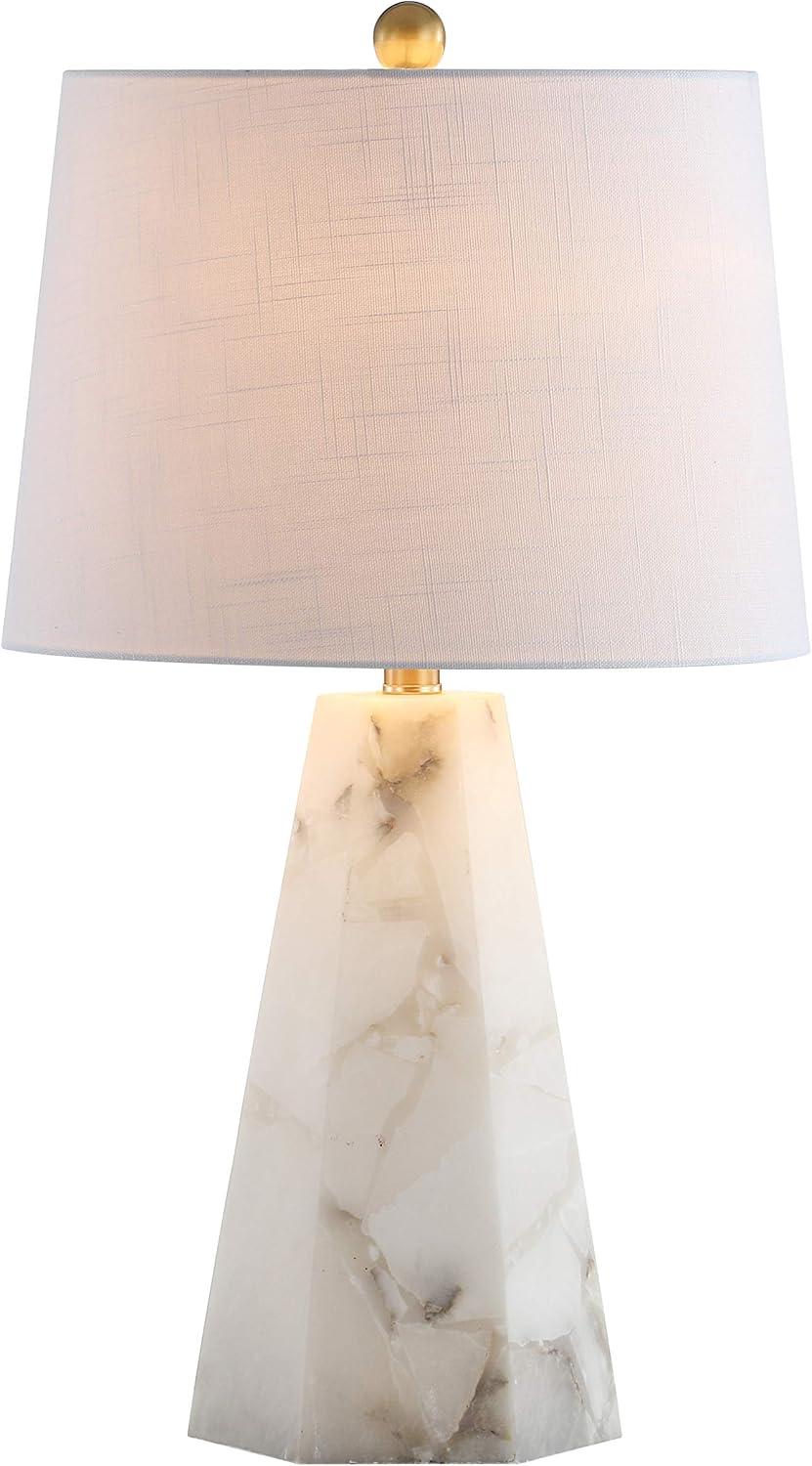 Xio 25.5" White Alabaster LED Table Lamp with Brass Accents