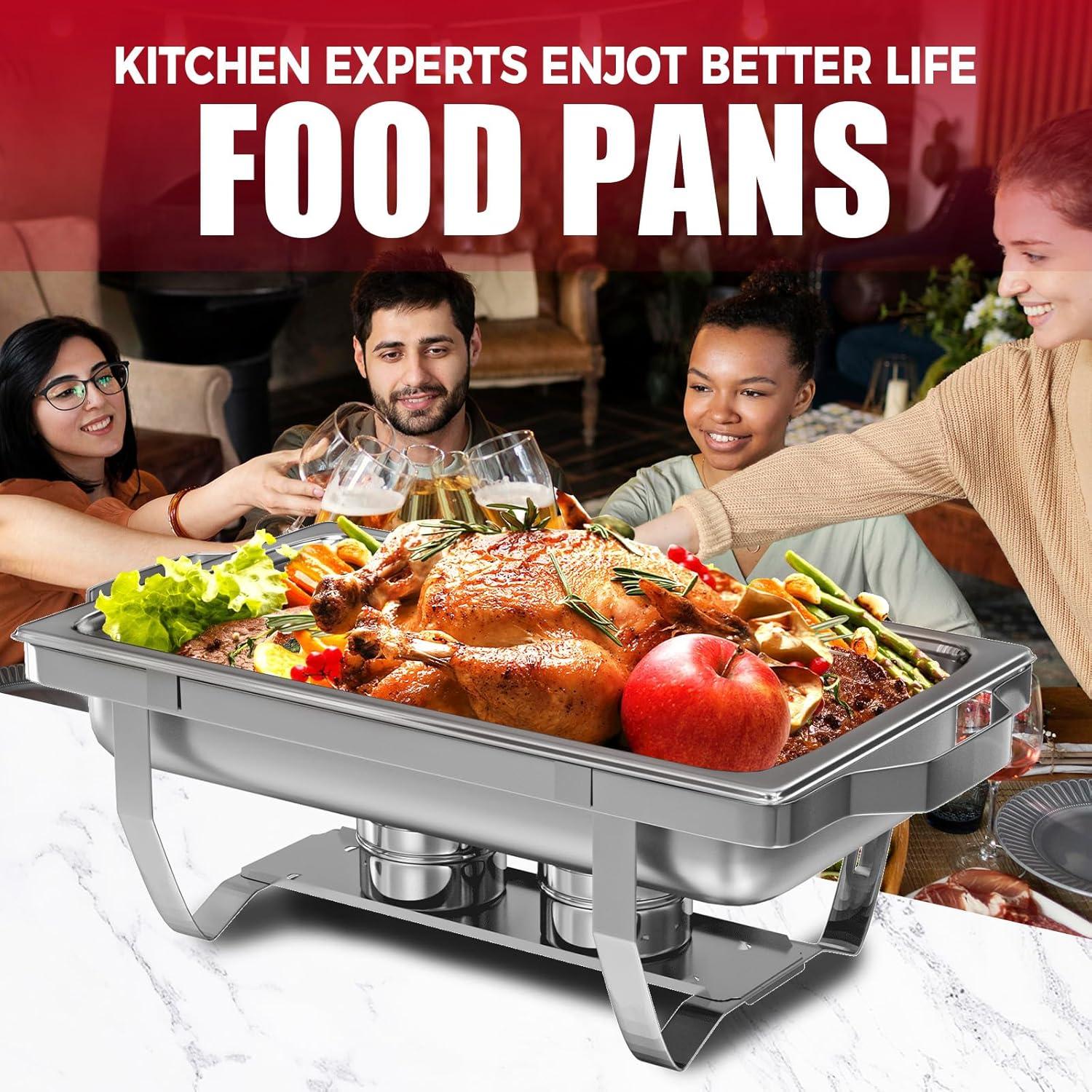 The Party Aisle™ Chafing Dishes For Buffet 4 Pack, 8 Qt Stainless Steel Chafers And Buffet Warmers Sets With Lid, Rectangle Serving Food Warmer Catering Supplies Buffet Display For Parties