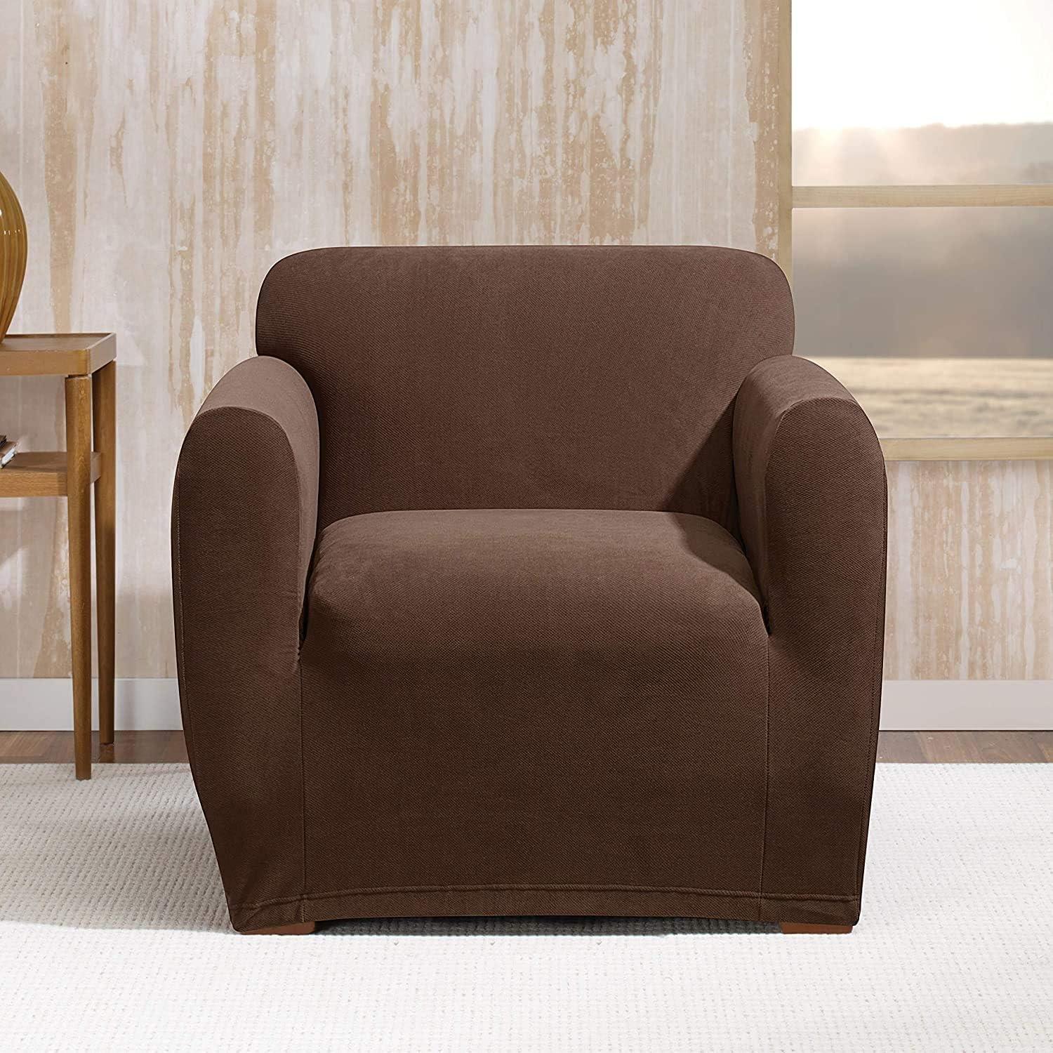 Chocolate Stretch Polyester Spandex Chair Slipcover