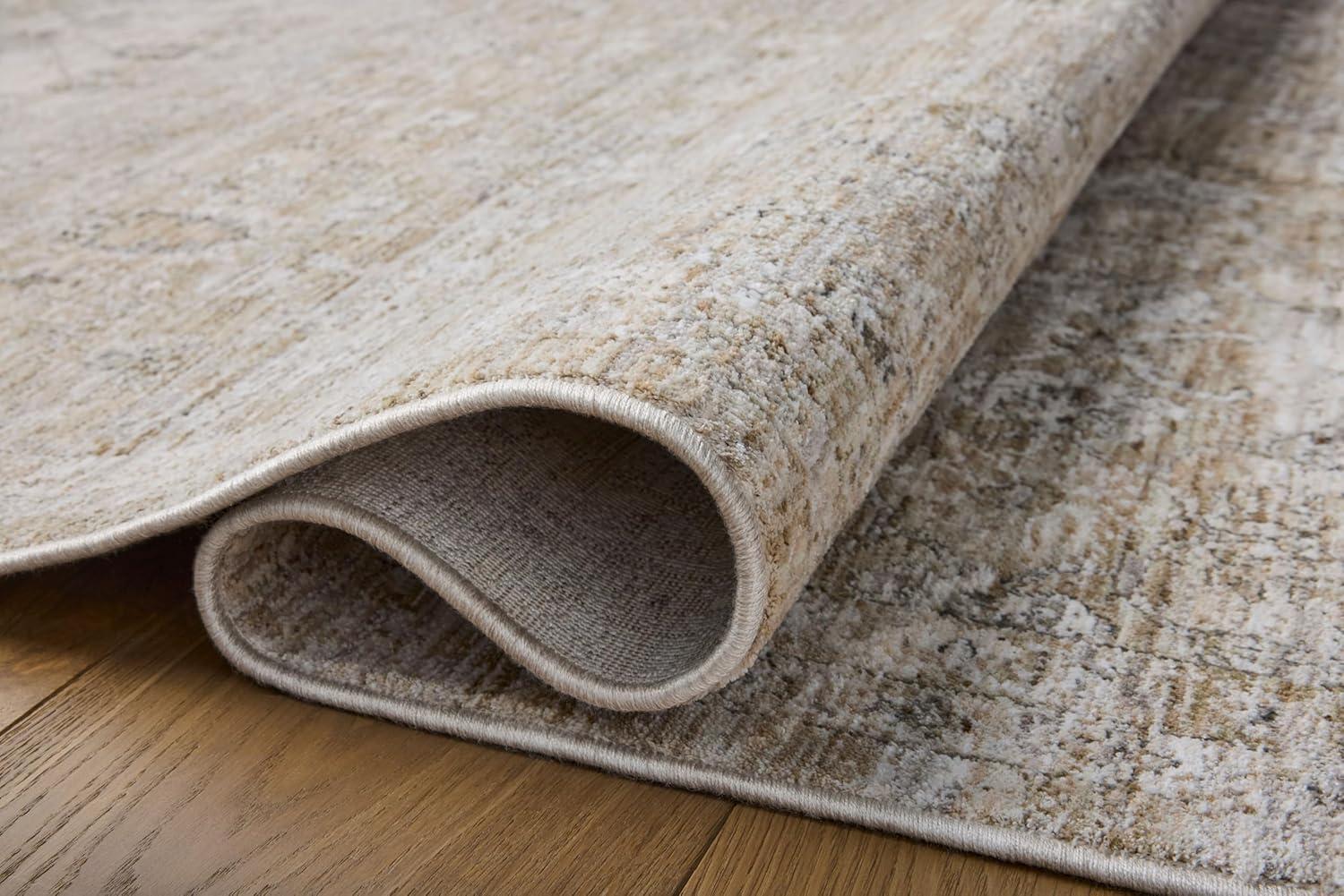 Ivory and Khaki Rectangular Synthetic Easy Care Rug