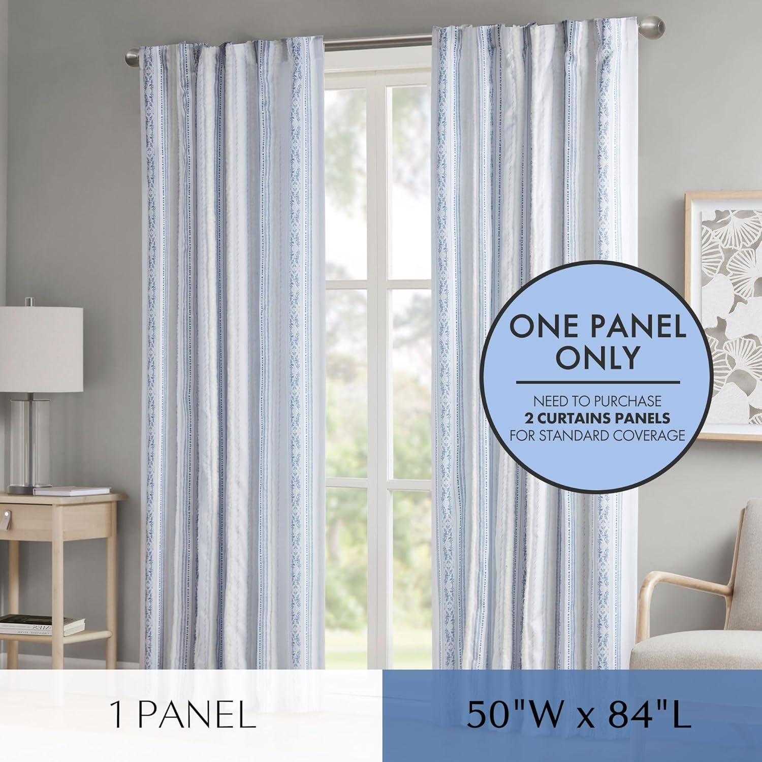 Veronica Poly Printed Curtain Panel With Tufted Stripe And Lining