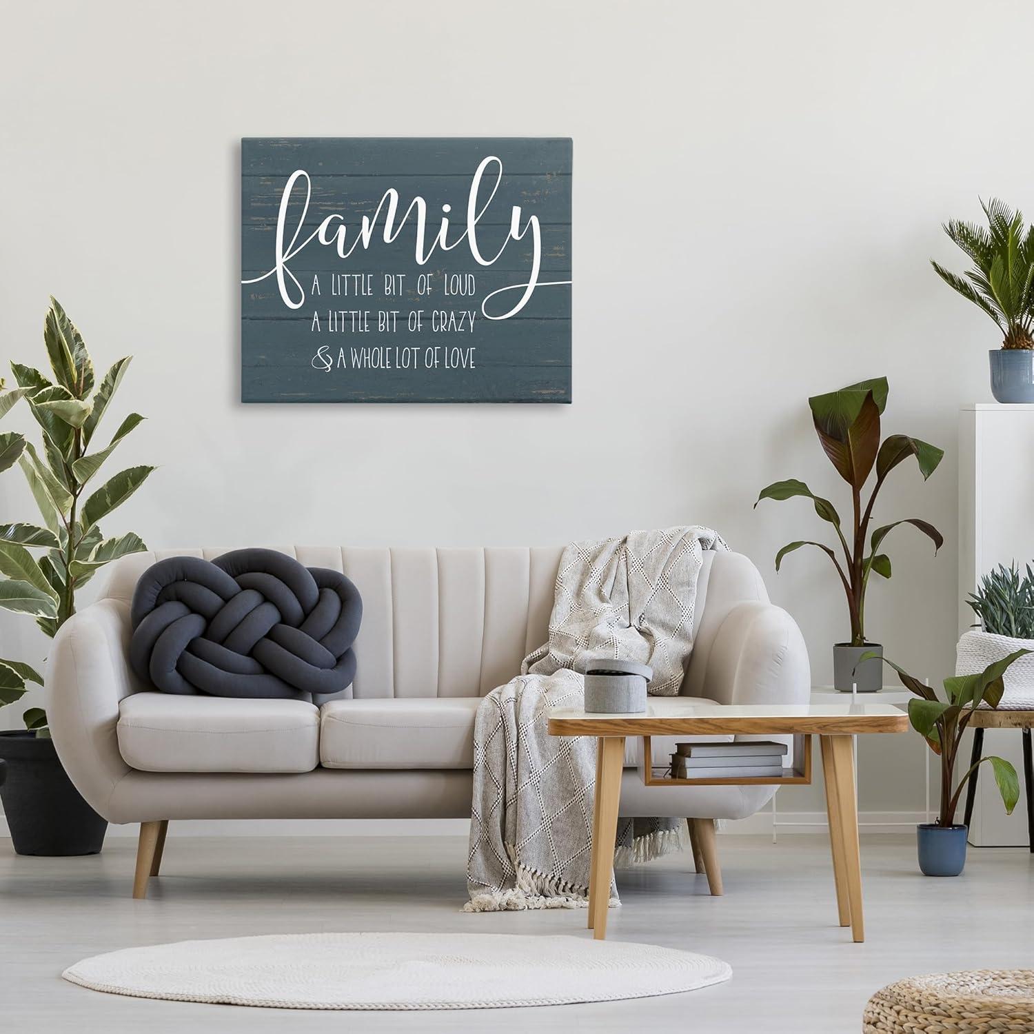 Family Quote Blue and White Canvas Wall Art 30" x 40"