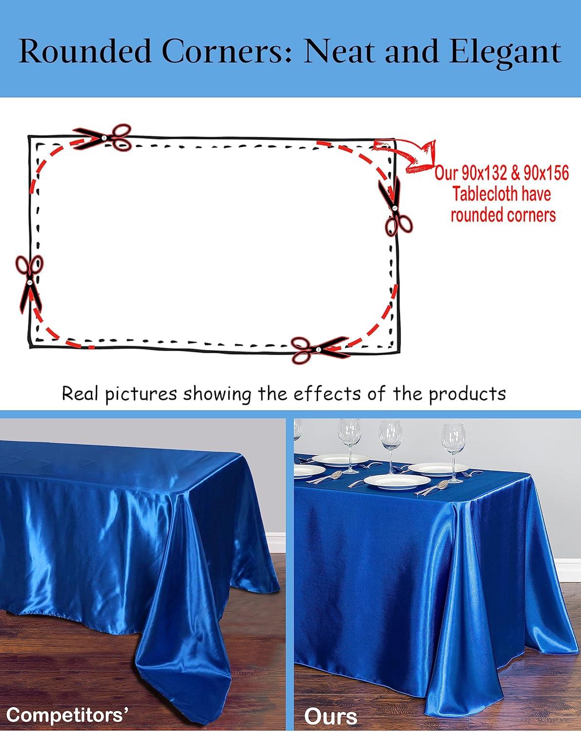 BalsaCircle 90" x 156" Polyester Rectangular Tablecloth Rounded Corners Black