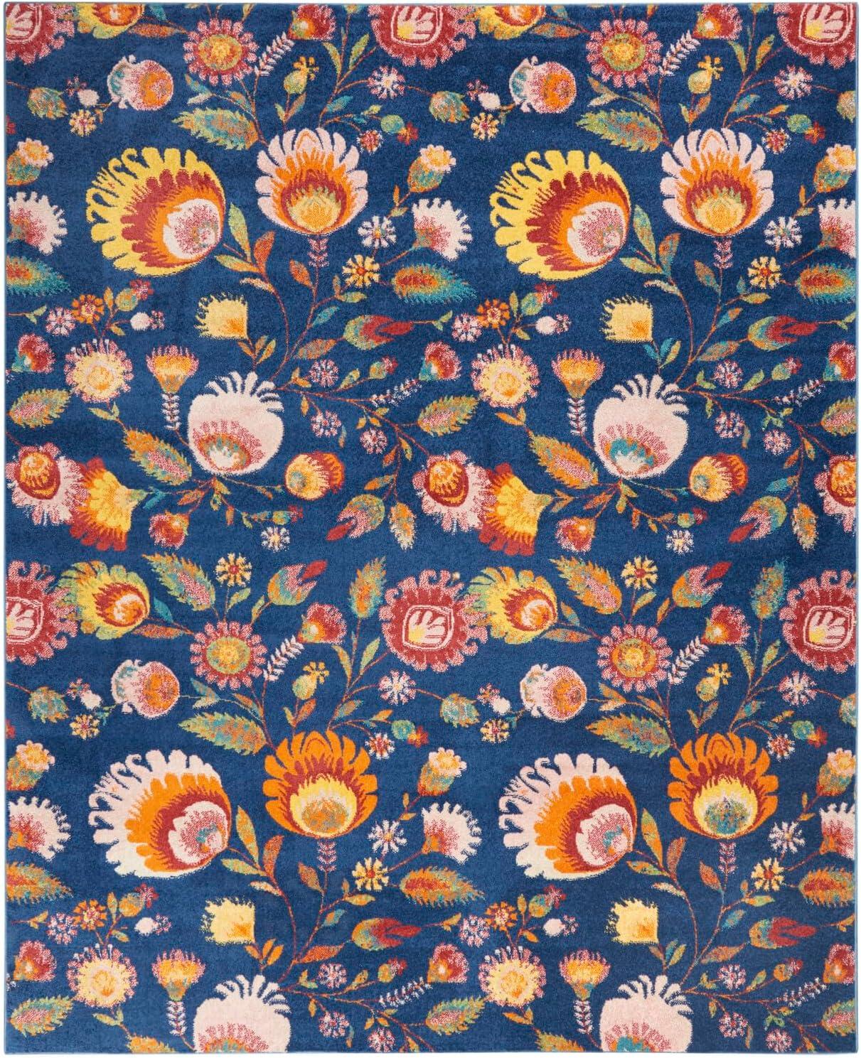 Nourison Allur Blooming Floral Indoor Area Rug Navy Multicolor 7'10" x 9'10"