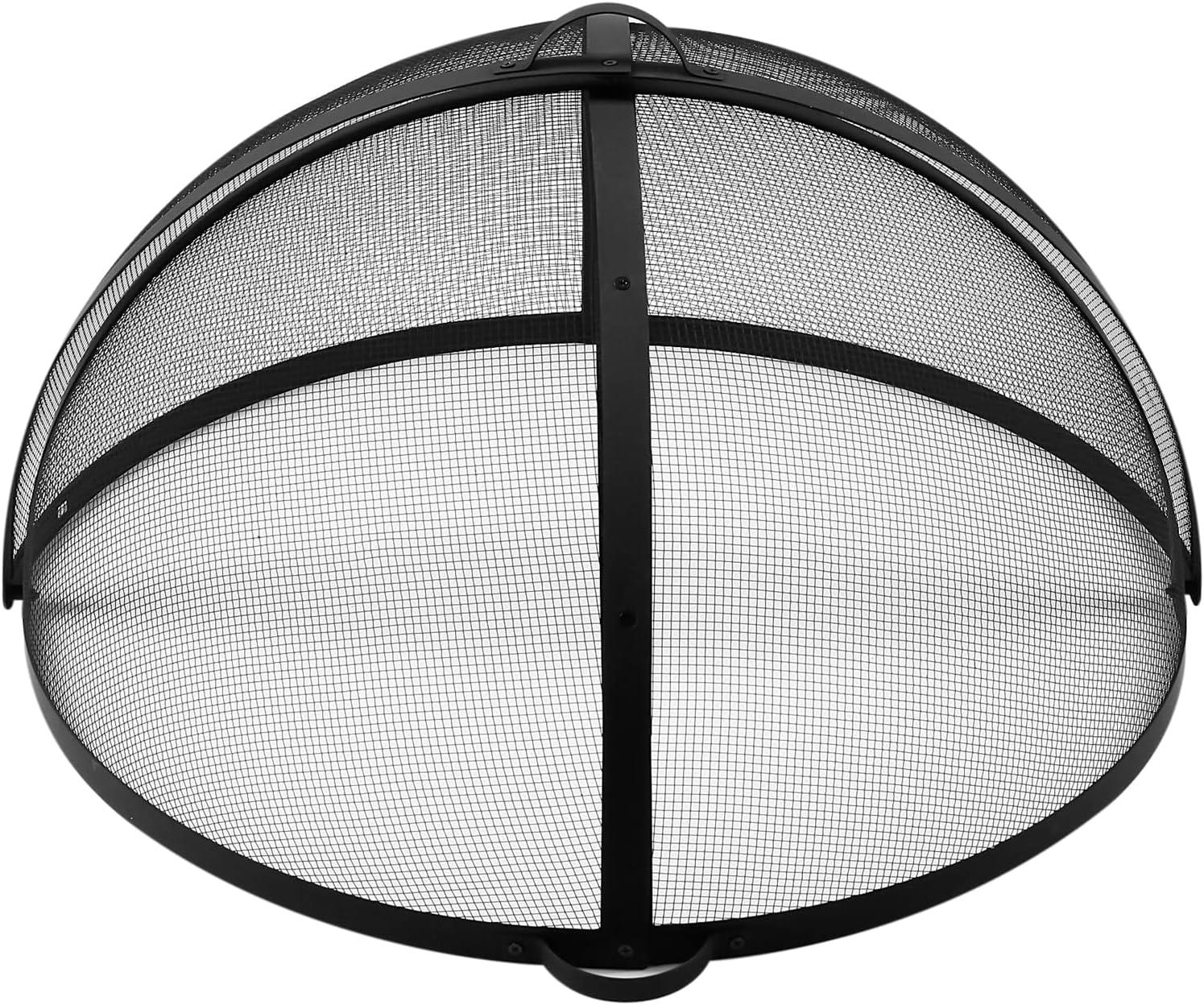 SUNCREAT Heavy-Duty Fire Pit Screen, Steel Mesh Round Spark Screen with Handle, 36 inch