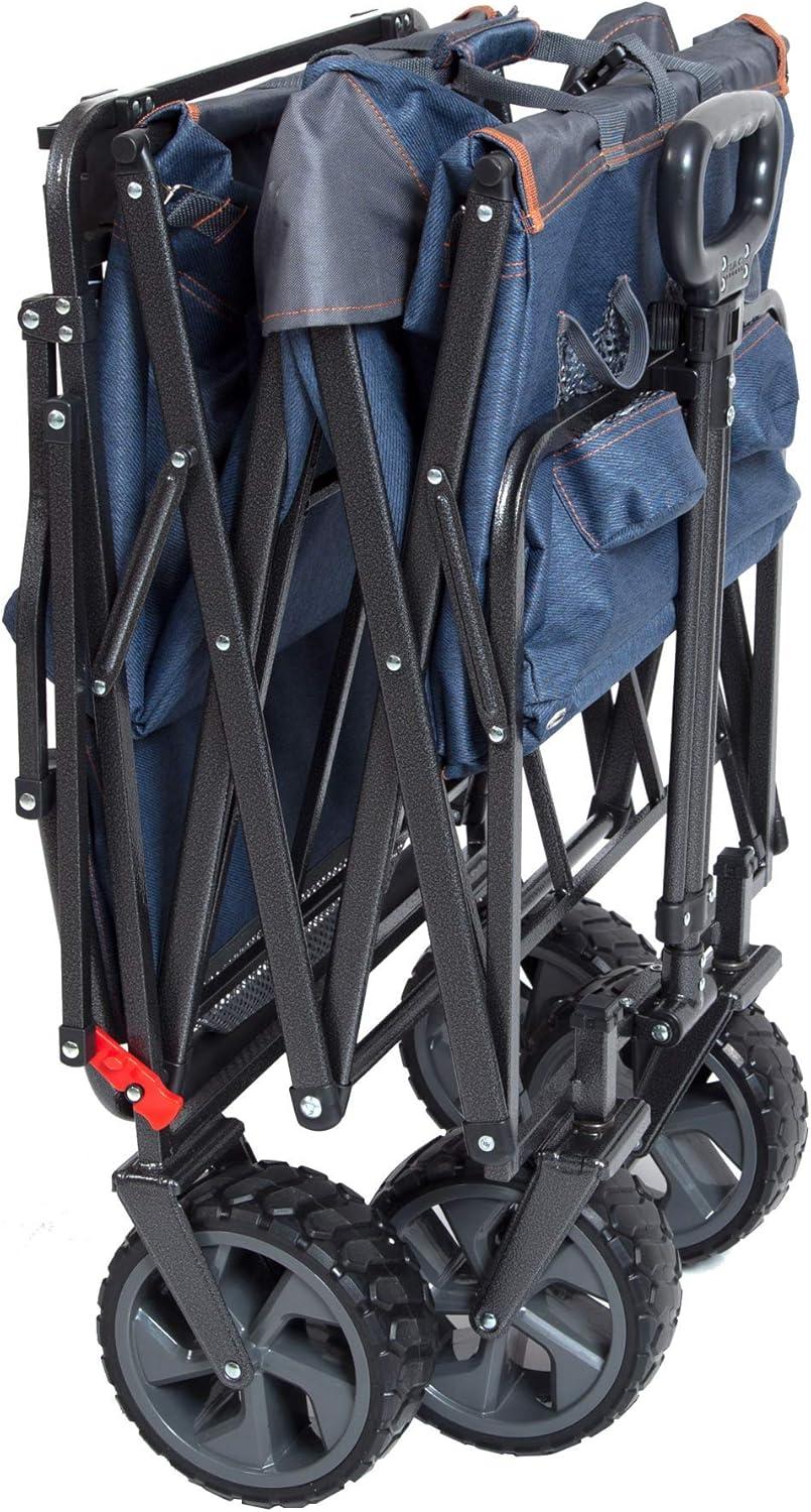 Mac Sports Collapsible Heavy Duty Push Pull Utility Cart Wagon, Blue