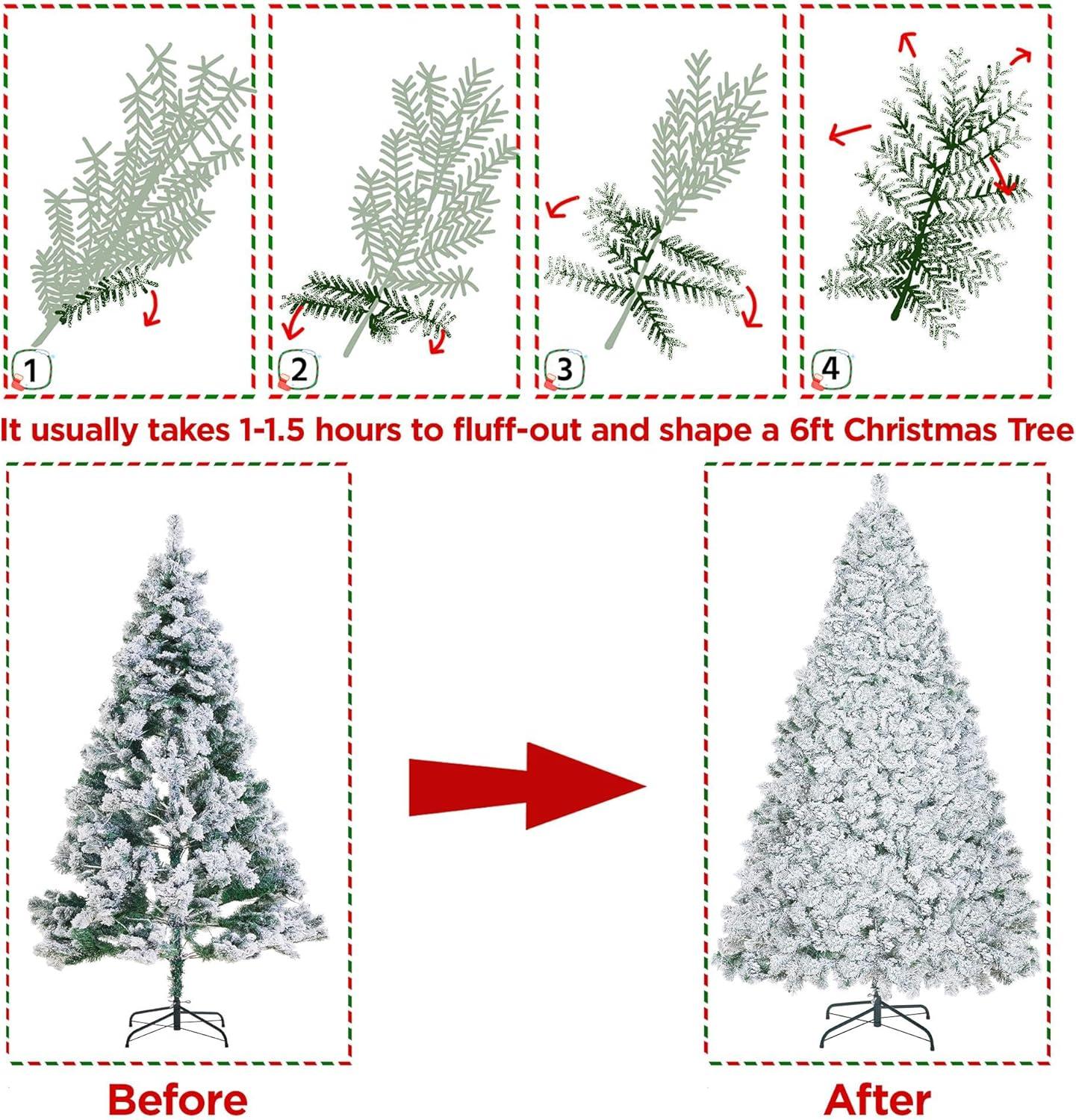 6ft White Pre-lit Spruce Artificial Christmas Tree with Multicolor LED Lights