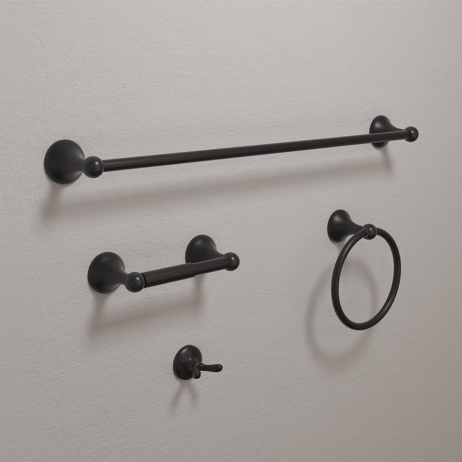 Matte Black Adjustable 4-Piece Bathroom Hardware Set