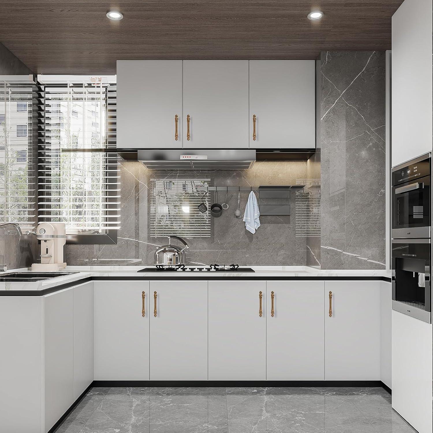 Asidrama 10 Pack Brushed Brass Cabinet Knobs - Gold Dresser & Drawer Knobs for Kitchen Cabinet Hardware