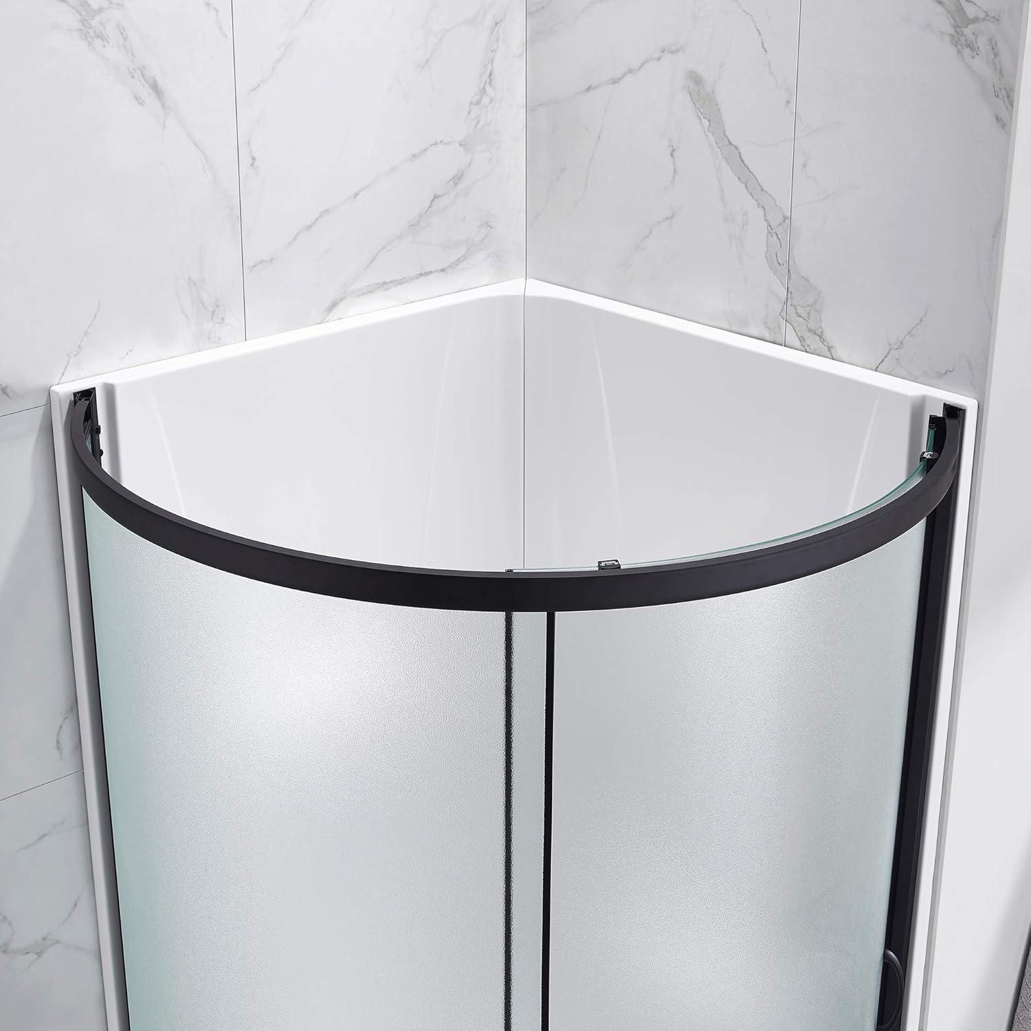 OVE Decors Breeze 33 in. Round Shower Kit w/ Frosted, Base, Wall