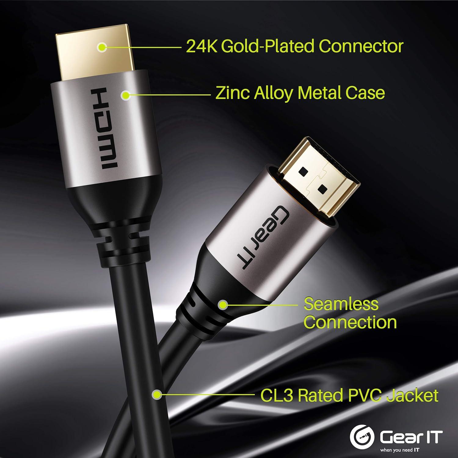 GearIT HDMI Cable CL3 In-Wall Rated (50ft / 15.2m) High-Speed HDMI 2.0b, 4K 60hz, 3D, ARC, HDCP 2.2, HDR, 18Gbps