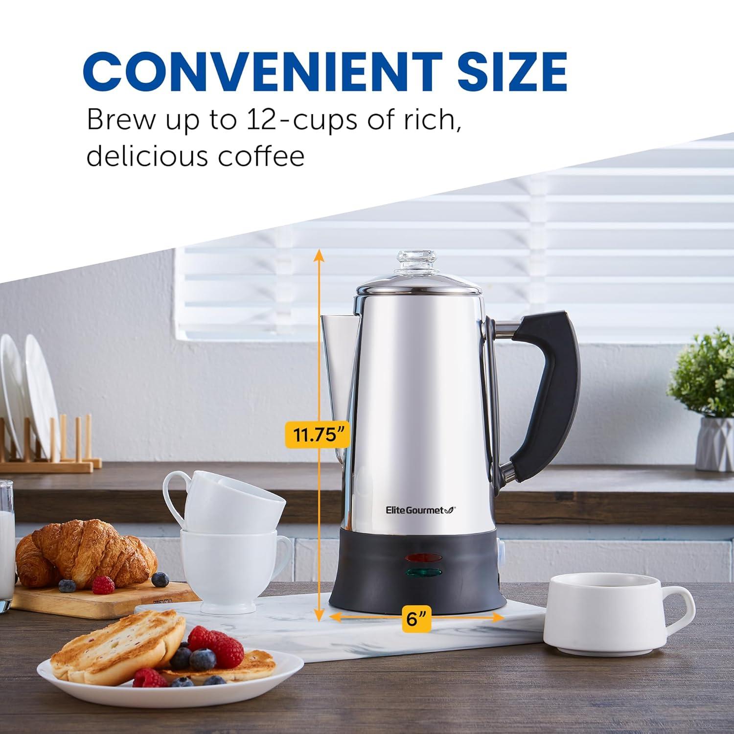 Elite Gourmet Stainless Steel 12-Cup Coffee Percolators