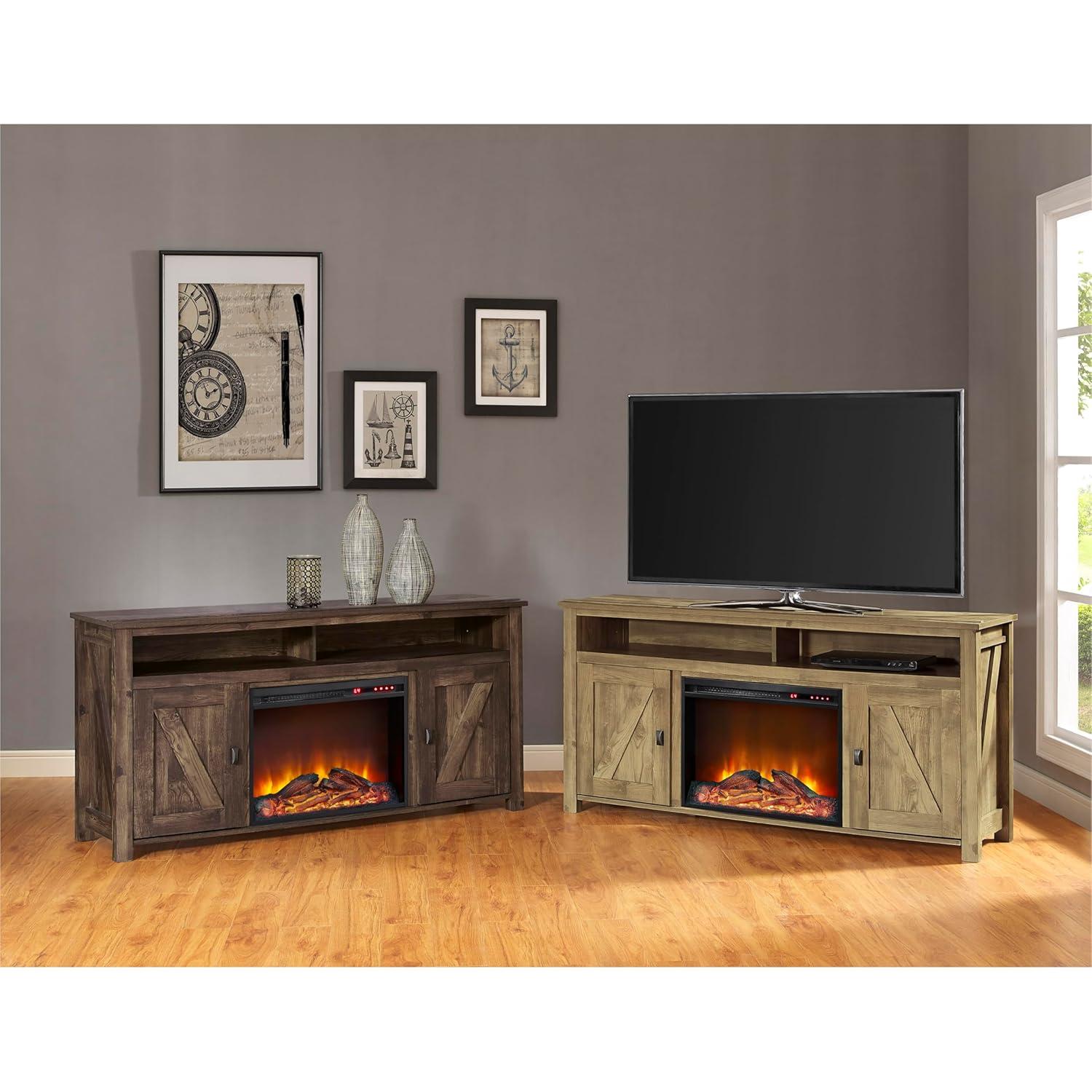 Ameriwood Home Farmington Electric Fireplace Console for TVs up to 60", Rustic