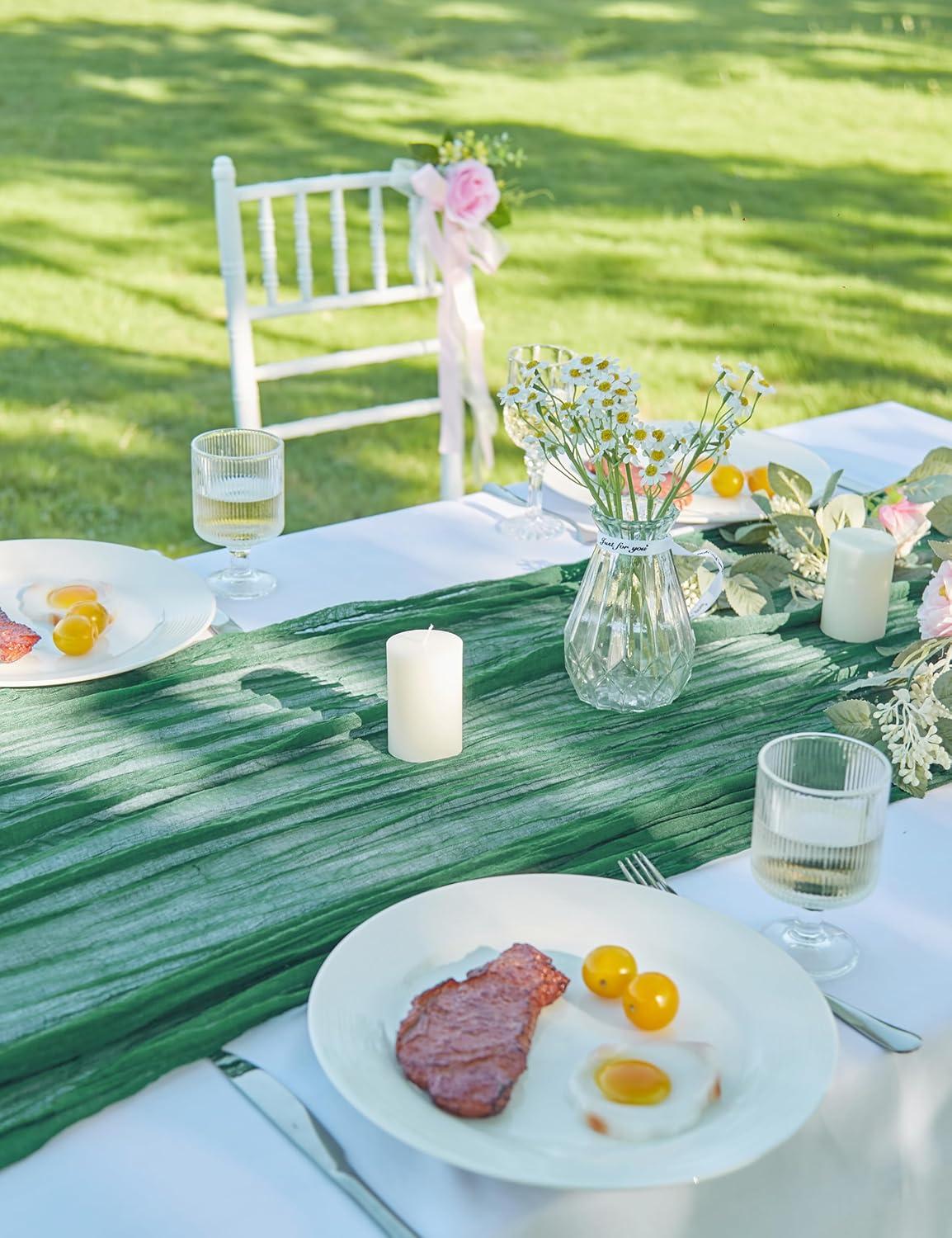 Mint Green Cheesecloth Table Runner 6 Pack 35" Boho Gauze Runner 120 inches Long Tablecloth Runner Rustic Sheer Fabric Bulk for Baby Shower Wedding Bridal Birthday Party Table Decorations