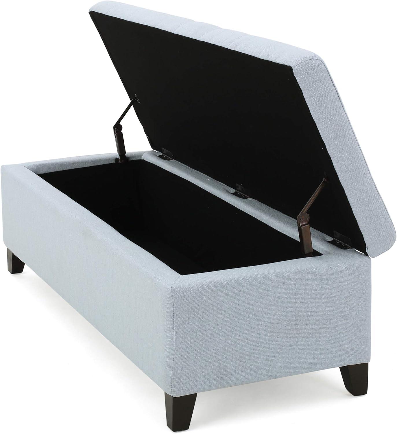 Christopher Knight Home Mission Storage Ottoman Light Sky Blue: Upholstered Rectangular Bench with Hardwood Frame