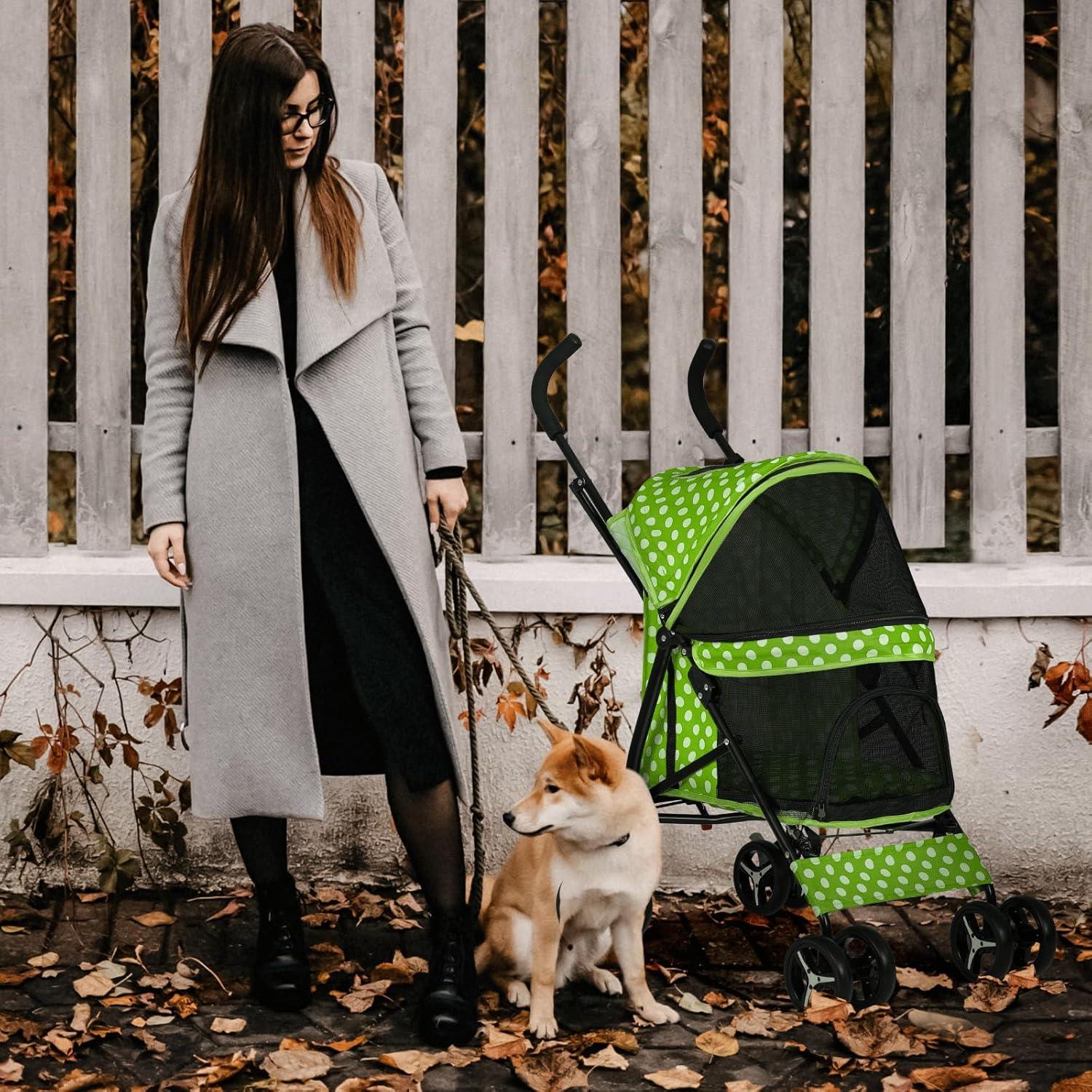 Magshion Pet Stoller Dog Cat Stoller Comfortable Lightweight Stroller With Adjustable Canopy