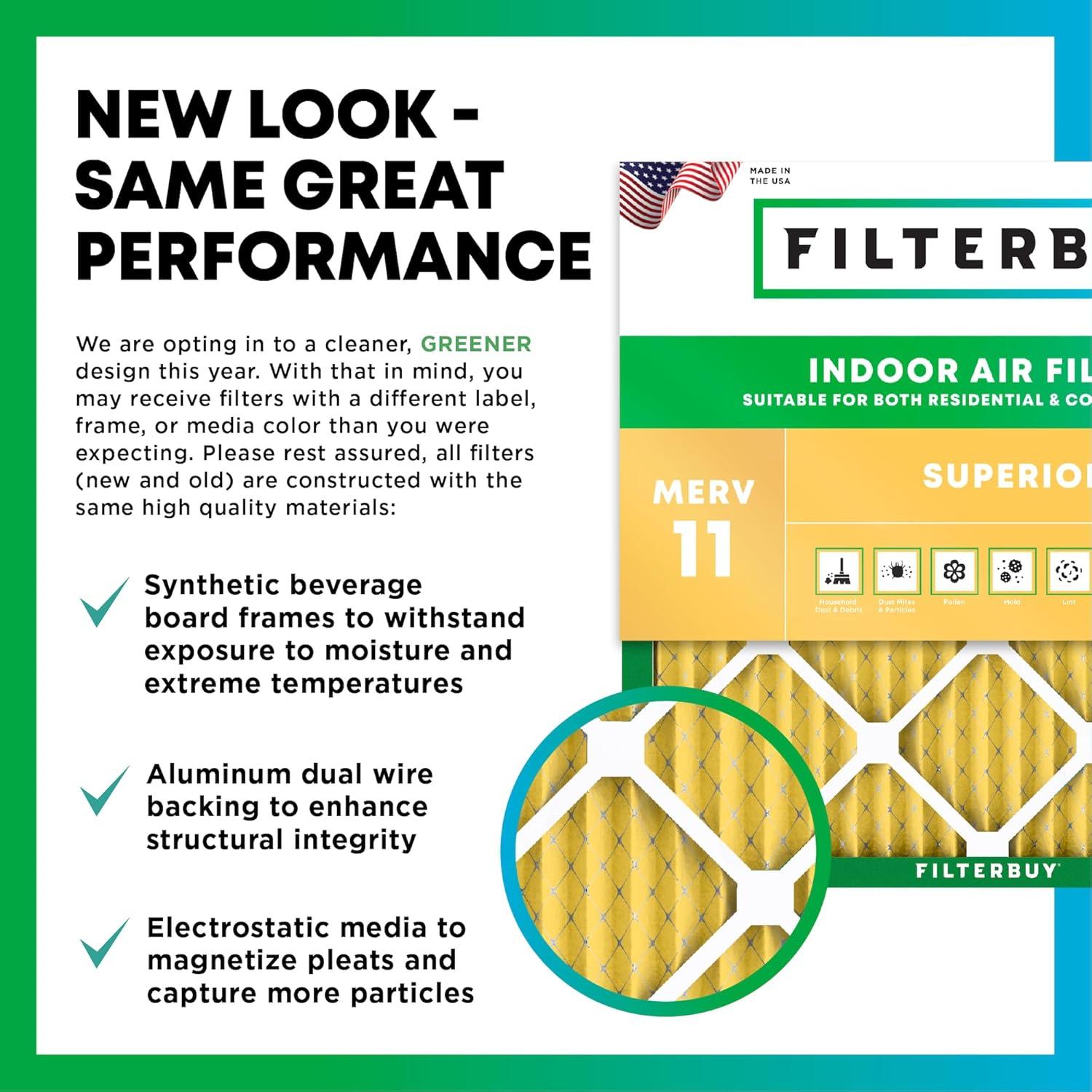 Filterbuy 10x17x2 MERV 11 Pleated HVAC AC Furnace Air Filters for WEN 3410 Air Filtration System (1-Pack)