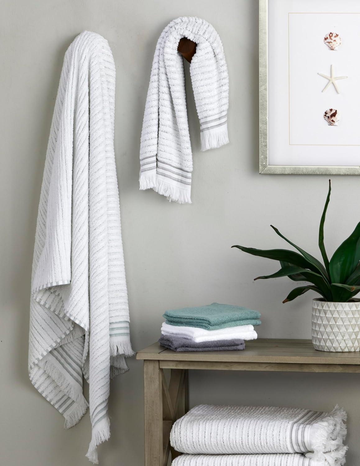 SKL Home Subtle Stripe Sage Bath Towel