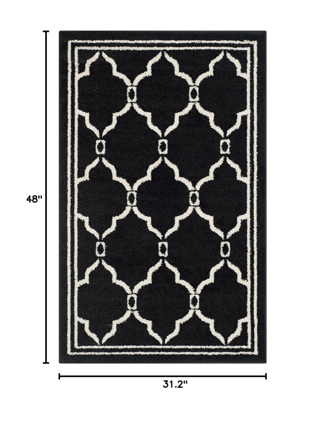 Amherst AMT414 Power Loomed Indoor Accent Rug - Anthracite/Ivory - 2'6"x4' - Safavieh