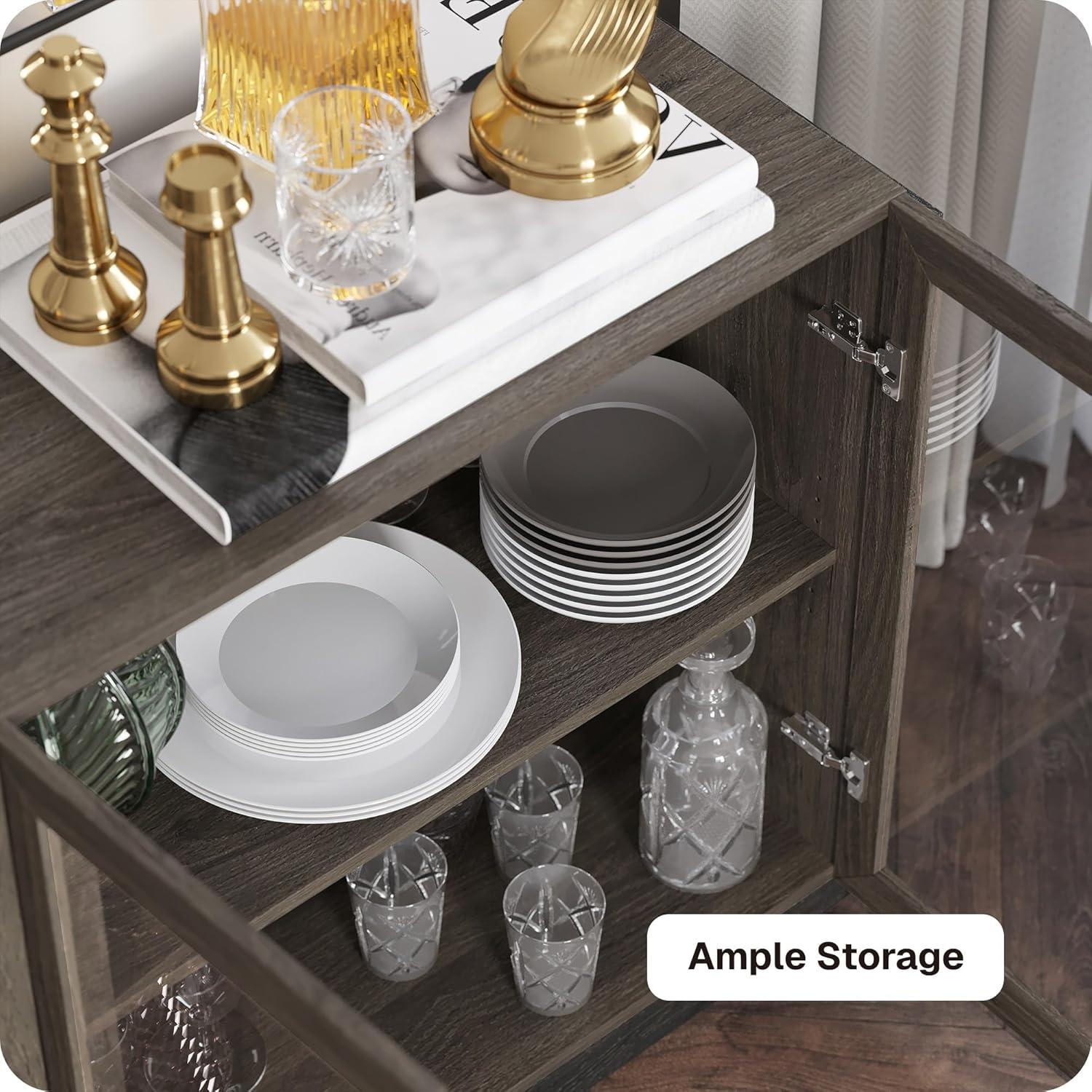 NEUTRALPOSTURE Sideboard Buffet Cabinet, Modern Wood Glass-Buffet-Sideboard With Storage, Console Table For Kitchen, Dining Room, Living Room, Hallway, Or Entrance - Brixston