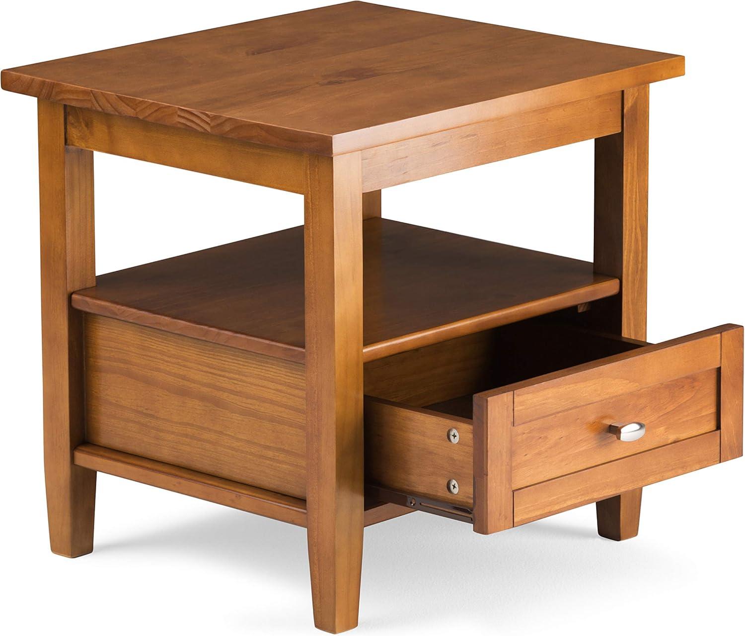 Warm Solid Wood End Table with Storage