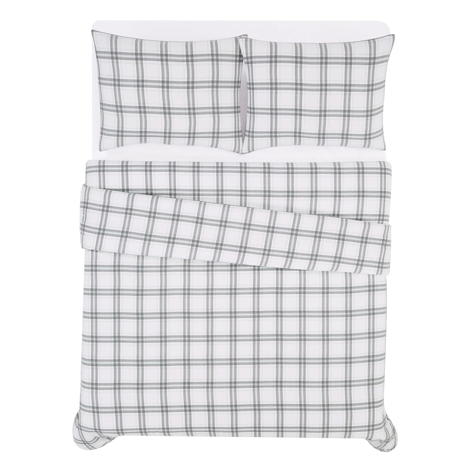 London Fog London Fog Plaid Flannel Duvet Cover Set