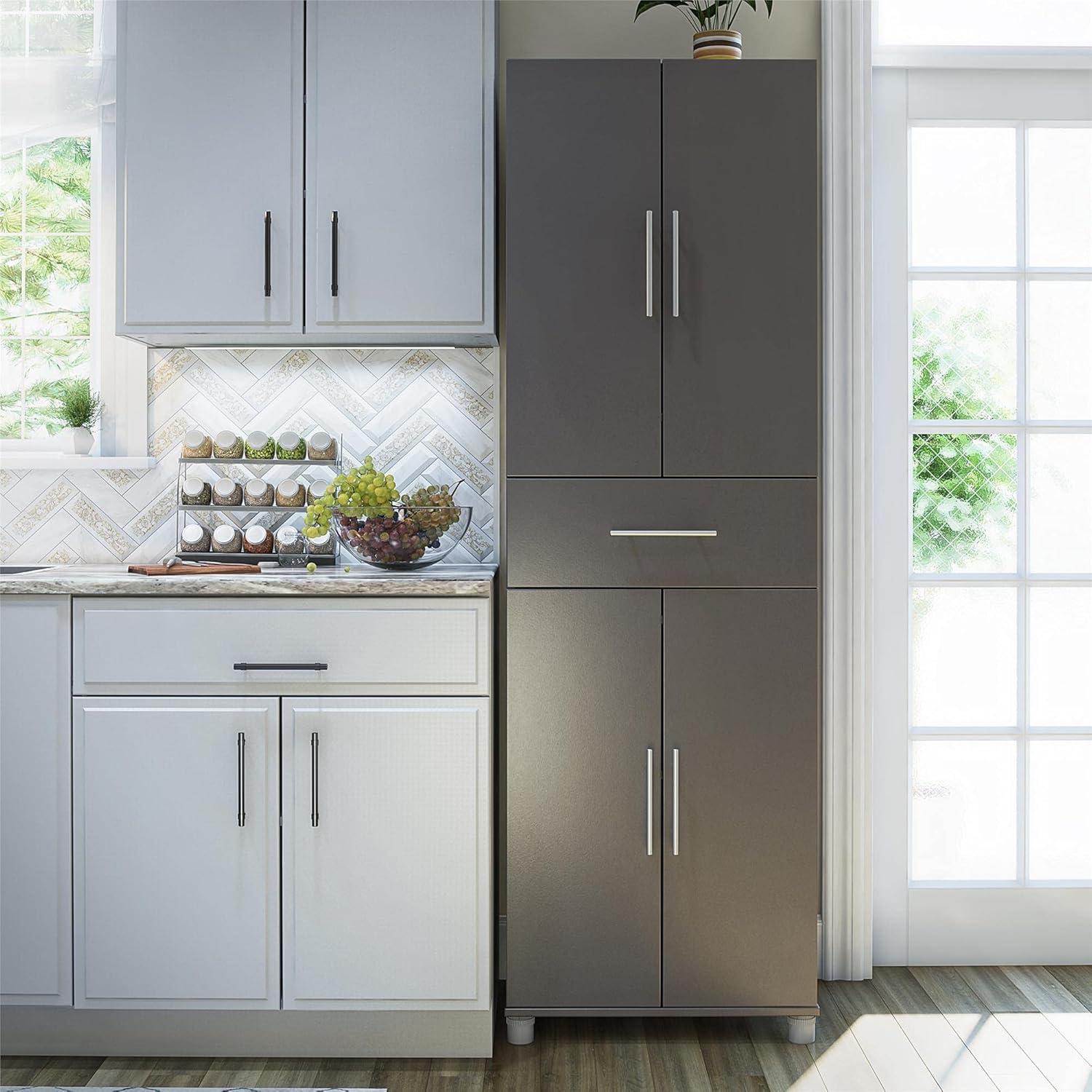 Camberly 4 Door/1 Drawer Storage Cabinet, Graphite Gray