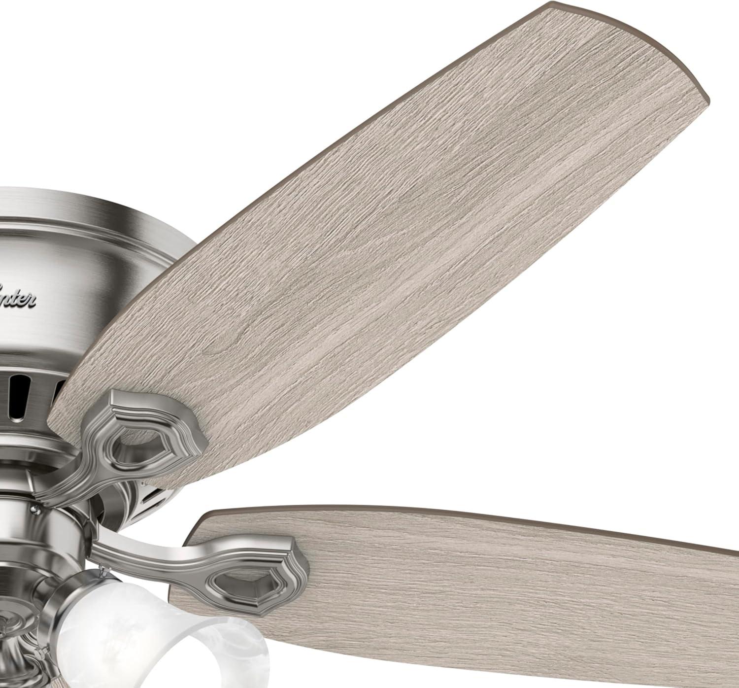 Builder Low Profile 52" 5 - Blade Flush Mount Ceiling Fan with Lights and Pull Chains