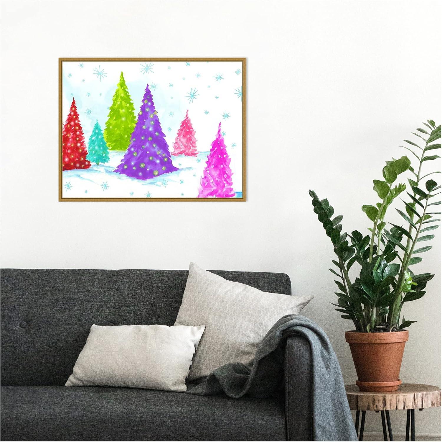 Amanti Art Magic Christmas Trees II by PI Studio Canvas Wall Art Print Framed 24 x 18-in.