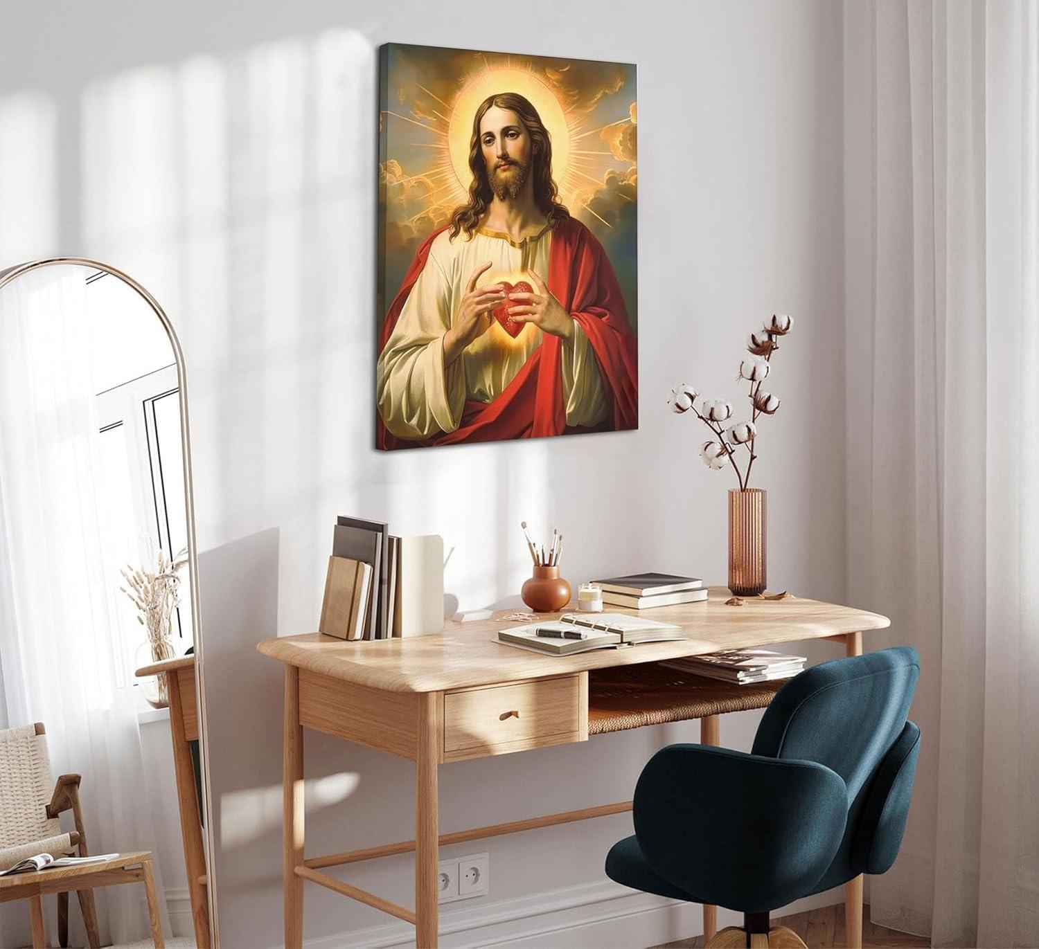 Sacred Heart of Jesus Religious Canvas Wall Art