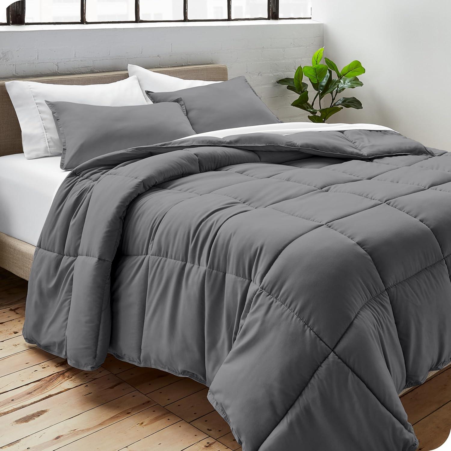 Nestl Comforter, Quilted Down Alternative Duvet Insert, All-Season Bedding Twin-XL Comforter, Grey