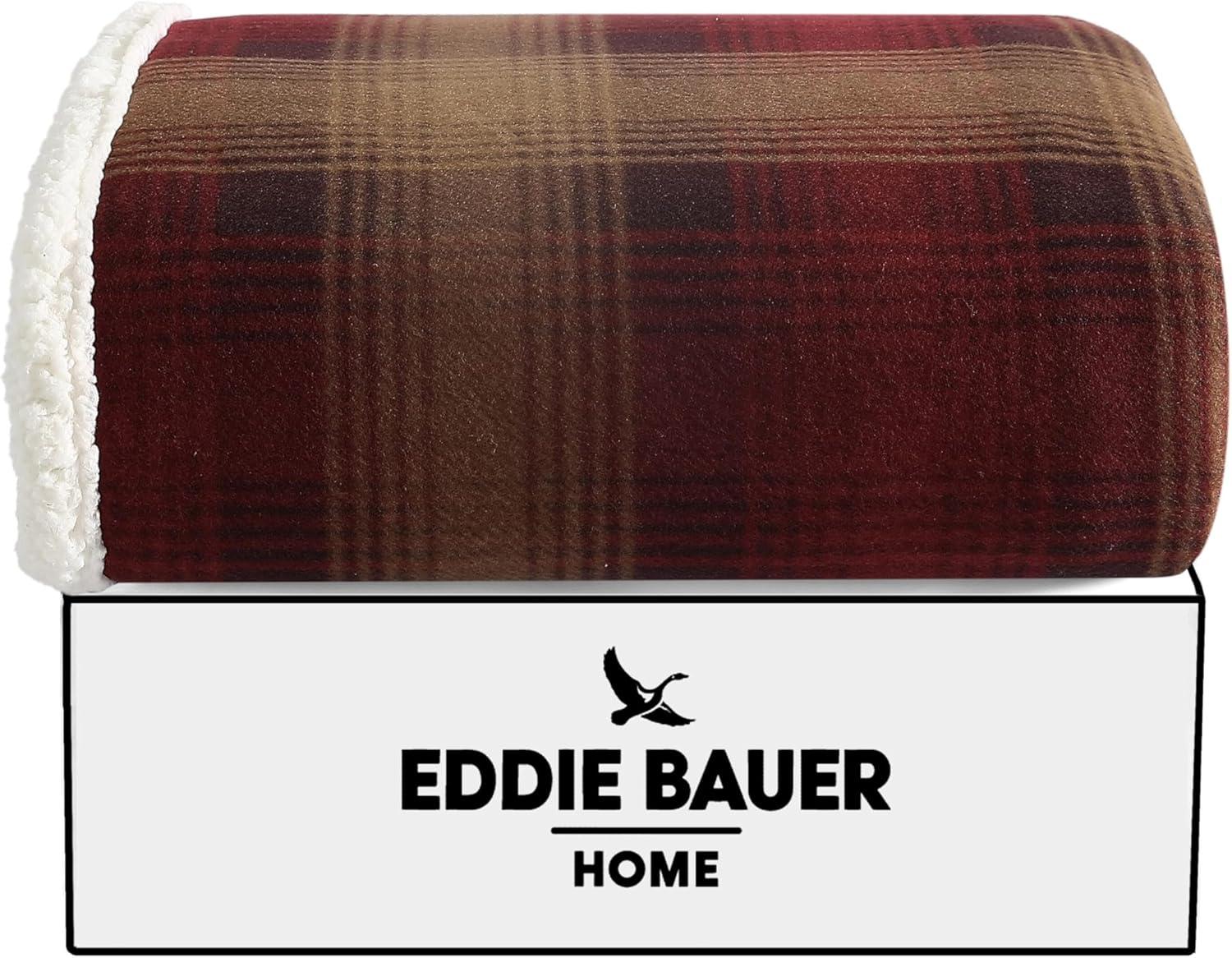 50"x70" Oversized Nordic Plaid Throw Blanket Raisin - Eddie Bauer: Cozy Fleece, Machine Washable