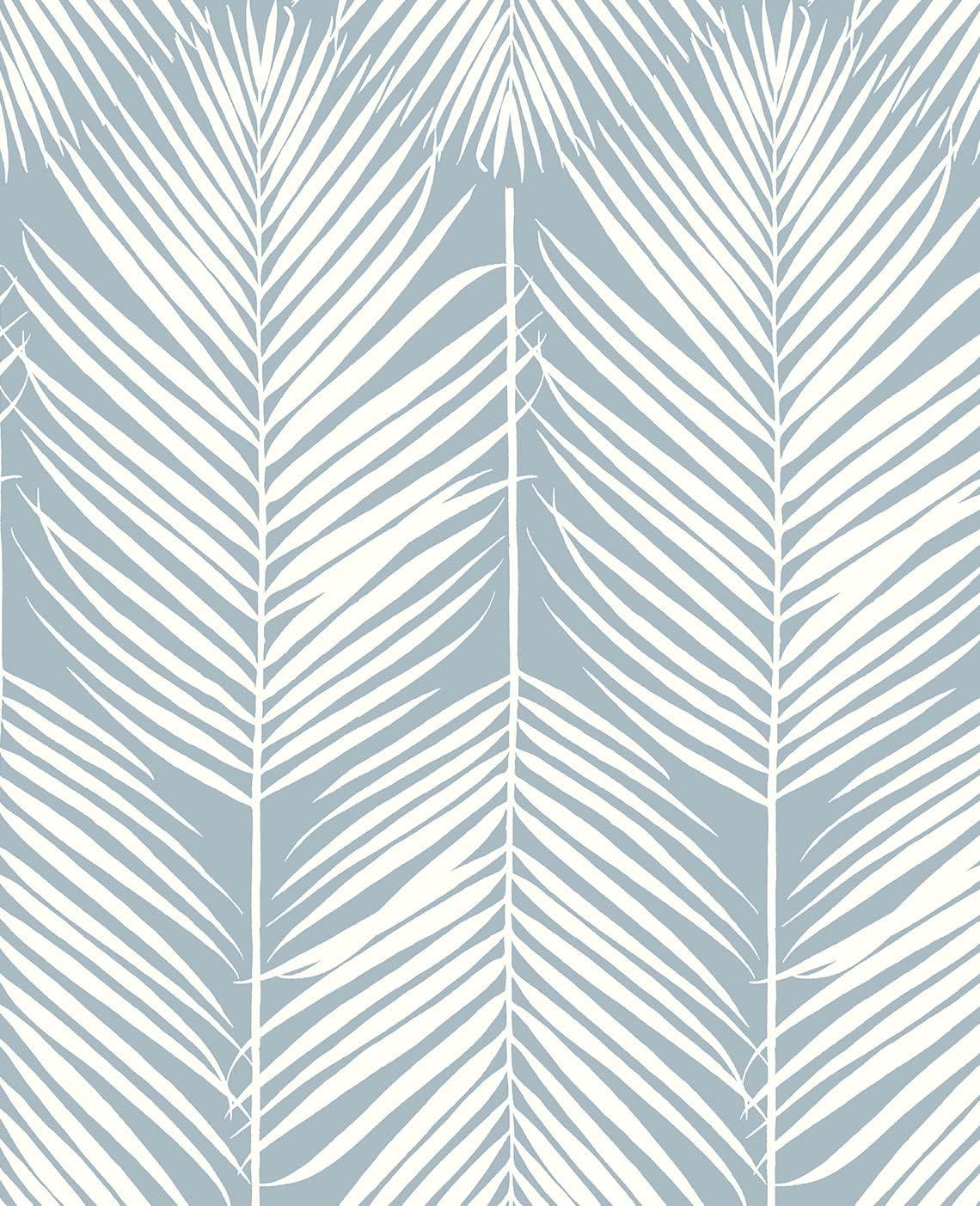 Seabrook Designs Light Blue Palm Silhouette Prepasted Wallpaper