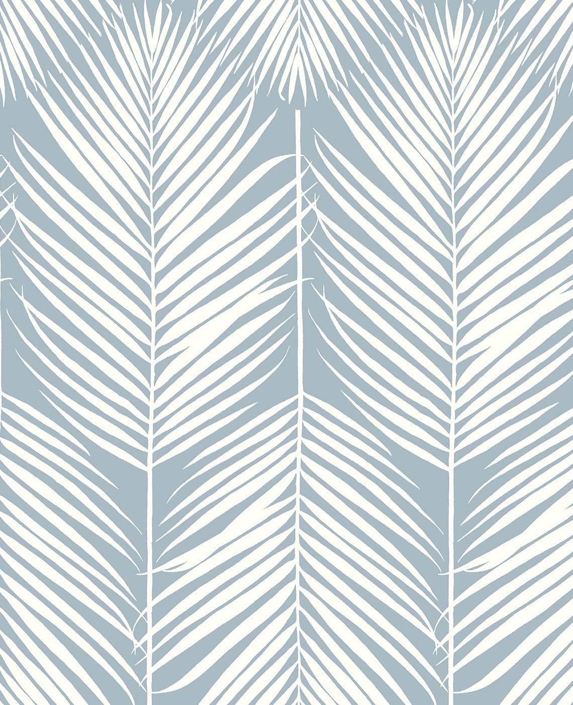 Seabrook Designs Light Blue Palm Silhouette Prepasted Wallpaper