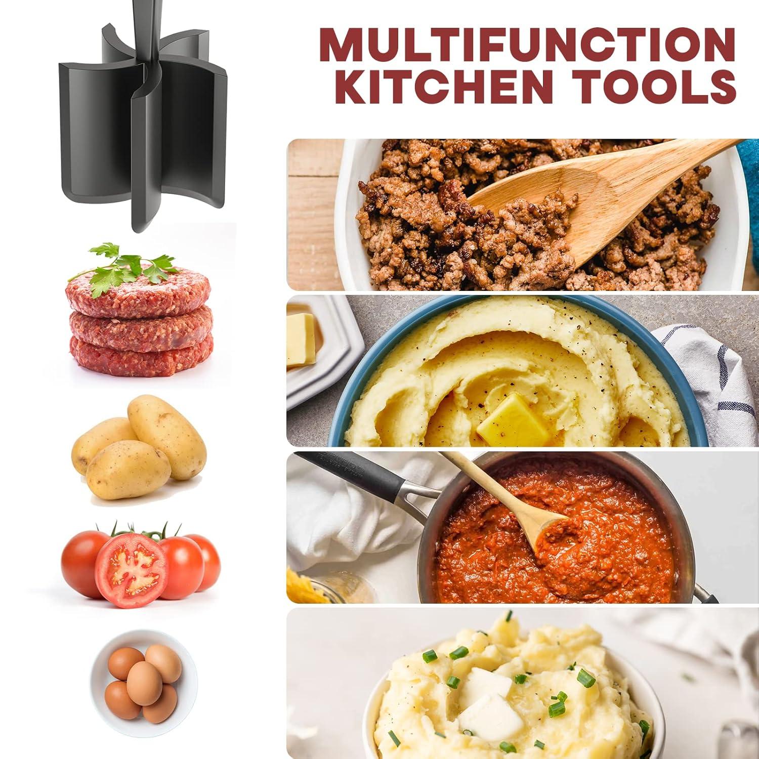 Meat Chopper, Hamburger Chopper, Premium Heat Resistant Meat Chopper Utensil,Ground Beef/Meat Chopper Tool,Meat/Potato Masher,Hamburger Spatula Safe